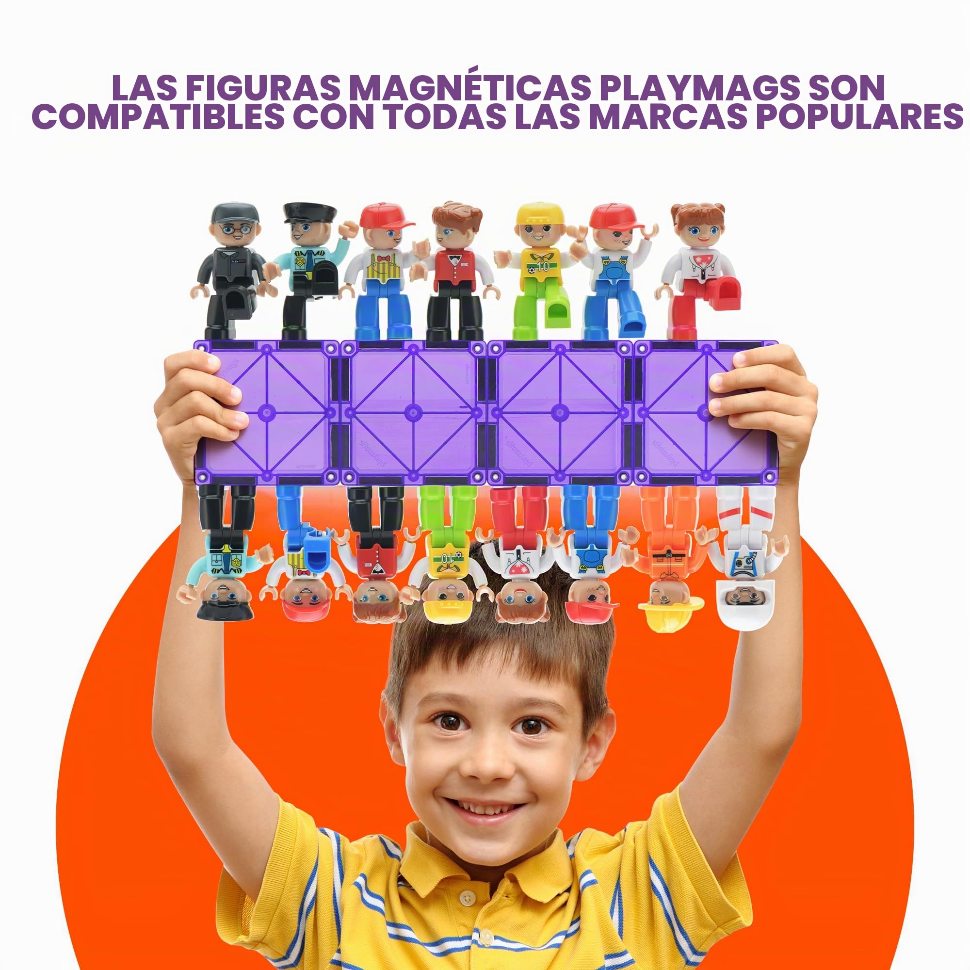 Playmags Juego comunitario de Figuras magnéticas Grandes de 15 Piezas - Personas de Juego de 3 Pulgadas, Juguetes magnéticos - Juguetes educativos Stem para niños