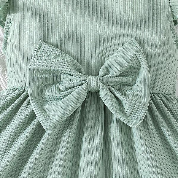 Robe Bébé Fille Imprimée Papillon Nœud Volants sans Manches Robe D'été Mignonne à Pois pour Filles - 3