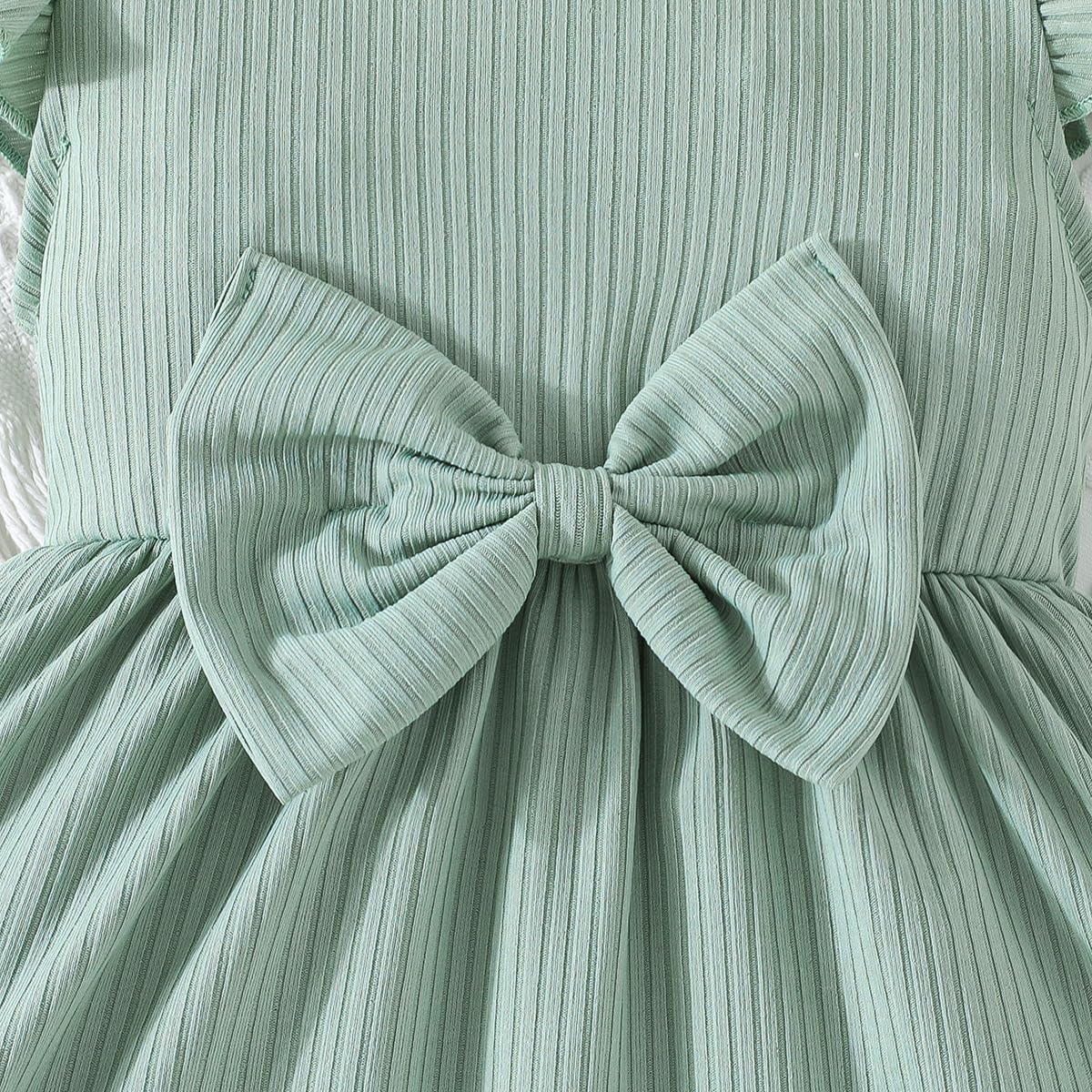 UUAISSO Mädchenkleid mit Schmetterlingsmuster Schleife Rüschen ärmellos süßes gepunktetes Kleid für Mädchen Sommerkleidung - 4