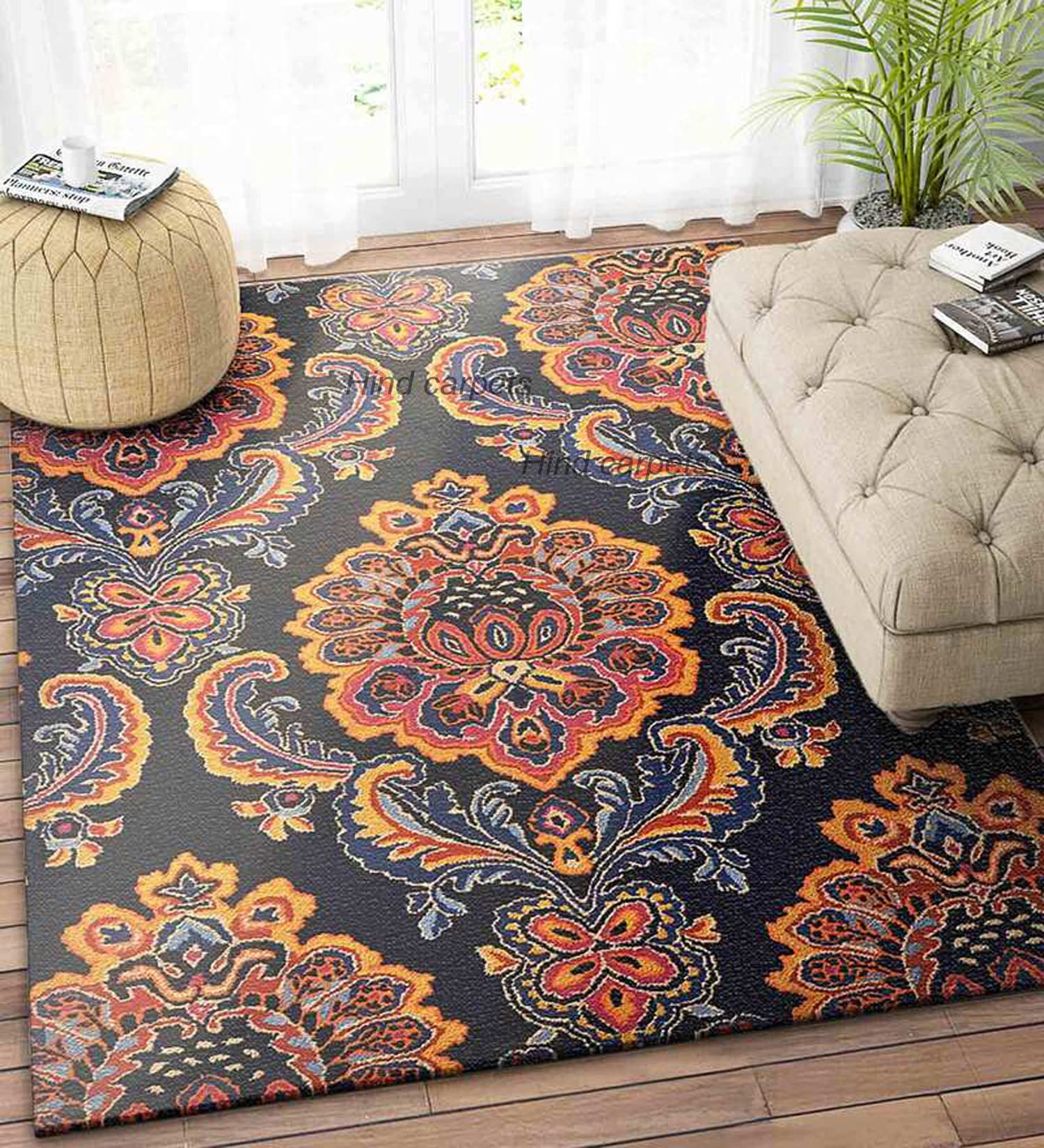 Hind carpetsRugs Premium Collection Hand Tufted Wool Carpets Export Quality for Living Room-Bedroom & Hall (Color Multi 6x9 Feet)