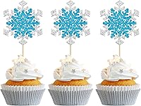 Vista 13 de Gyufise 24 adornos plateados para cupcakes con purpurina azul y plateado para tartas de Miss to Mrs para decoración de tartas de invierno, bodas