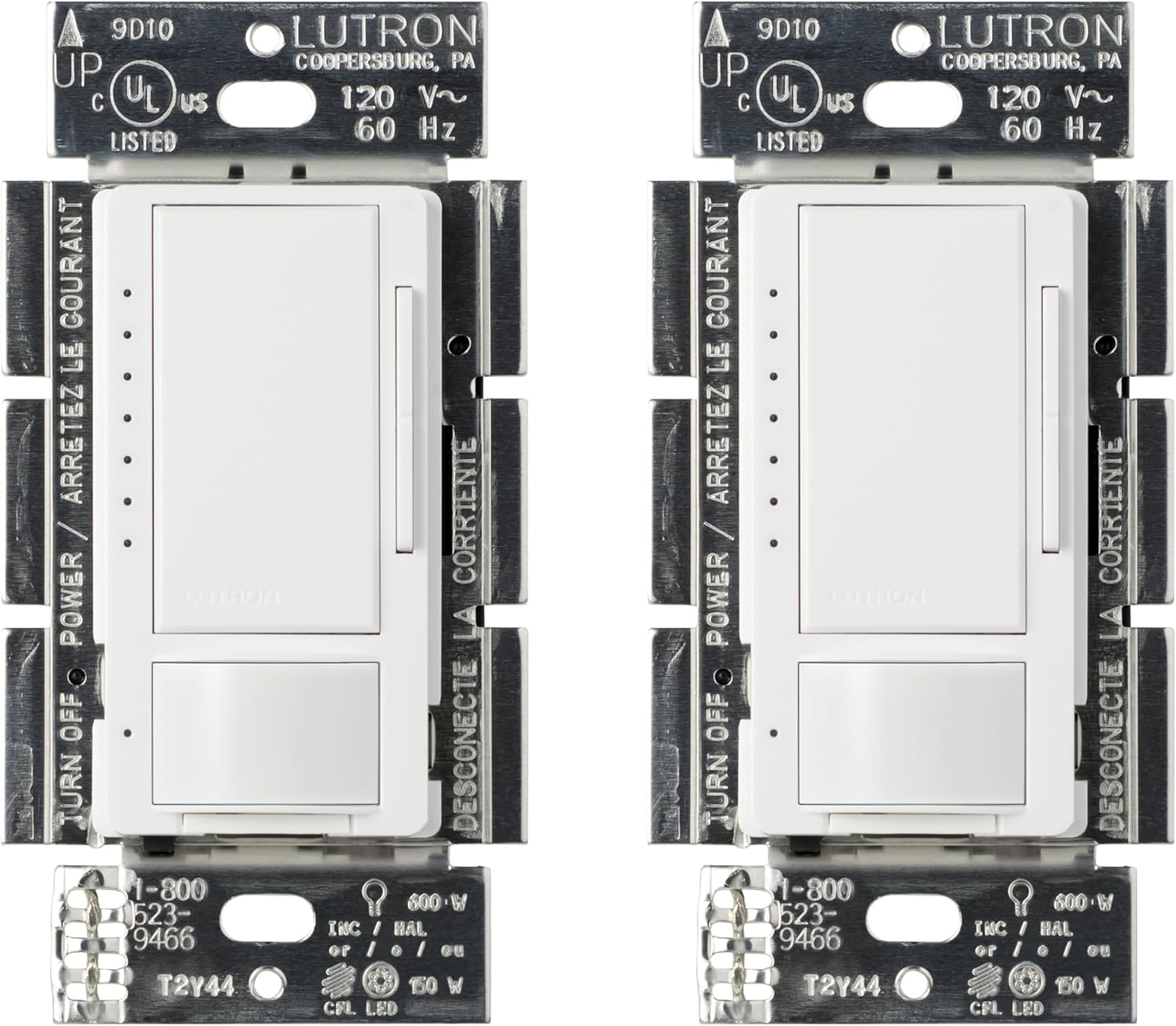 Lutron Maestro LED+ Motion Sensor/Dimmer Switch | 150W LED | Single Pole/Multi-Location | MSCL-OP153M-WH | White (2-Pack)