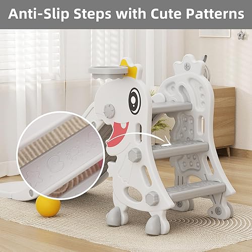 Miniatura 6 de XJD Tobogán plegable 4 en 1 para niños pequeños de 1 a 3 años, parque de juegos en interiores y exteriores, juego de escalador para niños pequeños