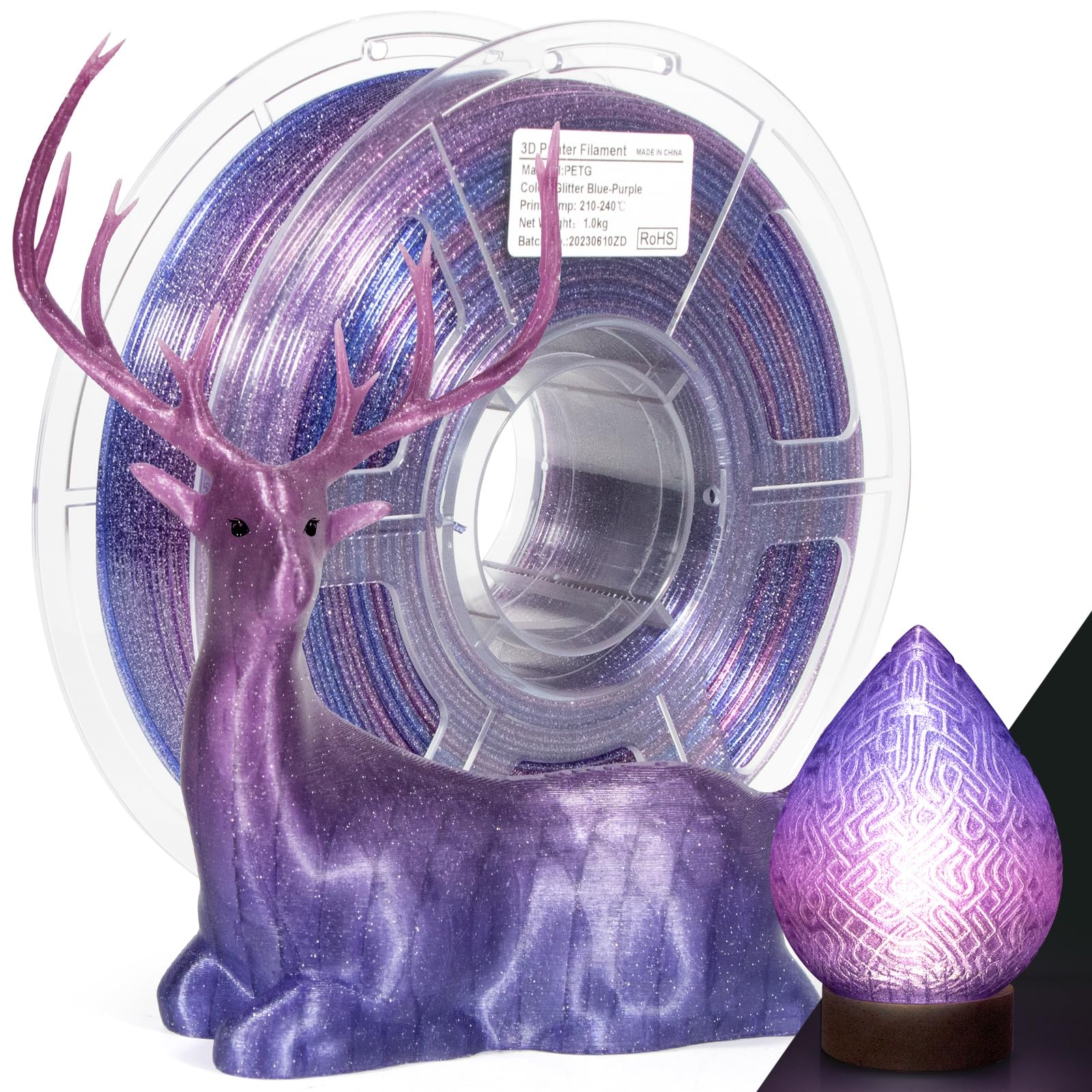 IEMAI PETG Filament 1.75mm, Flammpunkt Transparent PETG Blau Violett 1Kg, High Speed 3D Drucker Filament, Maßgenauigkeit +/- 0,02 mm