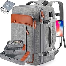Carry on Travel Backpacks, Extra Large 40L Flight Approved for Men &amp; Women,Expandable Suitcase backpack (Grey (Backpack With 4 Packing Cubes))