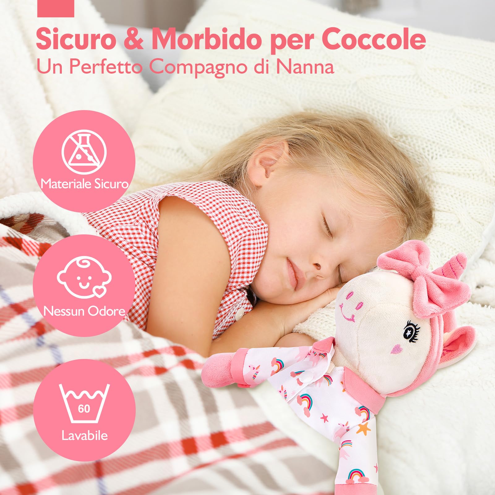 hahaland Regalo Bambina 3-6 Anni, 10 PCS Set di Unicorno Bambina Regalo con Unicorno Peluche, Borsa e 3 Abiti, Vestire la Bambola Giochi Bimba 3 4 5 6 Anni Femmina