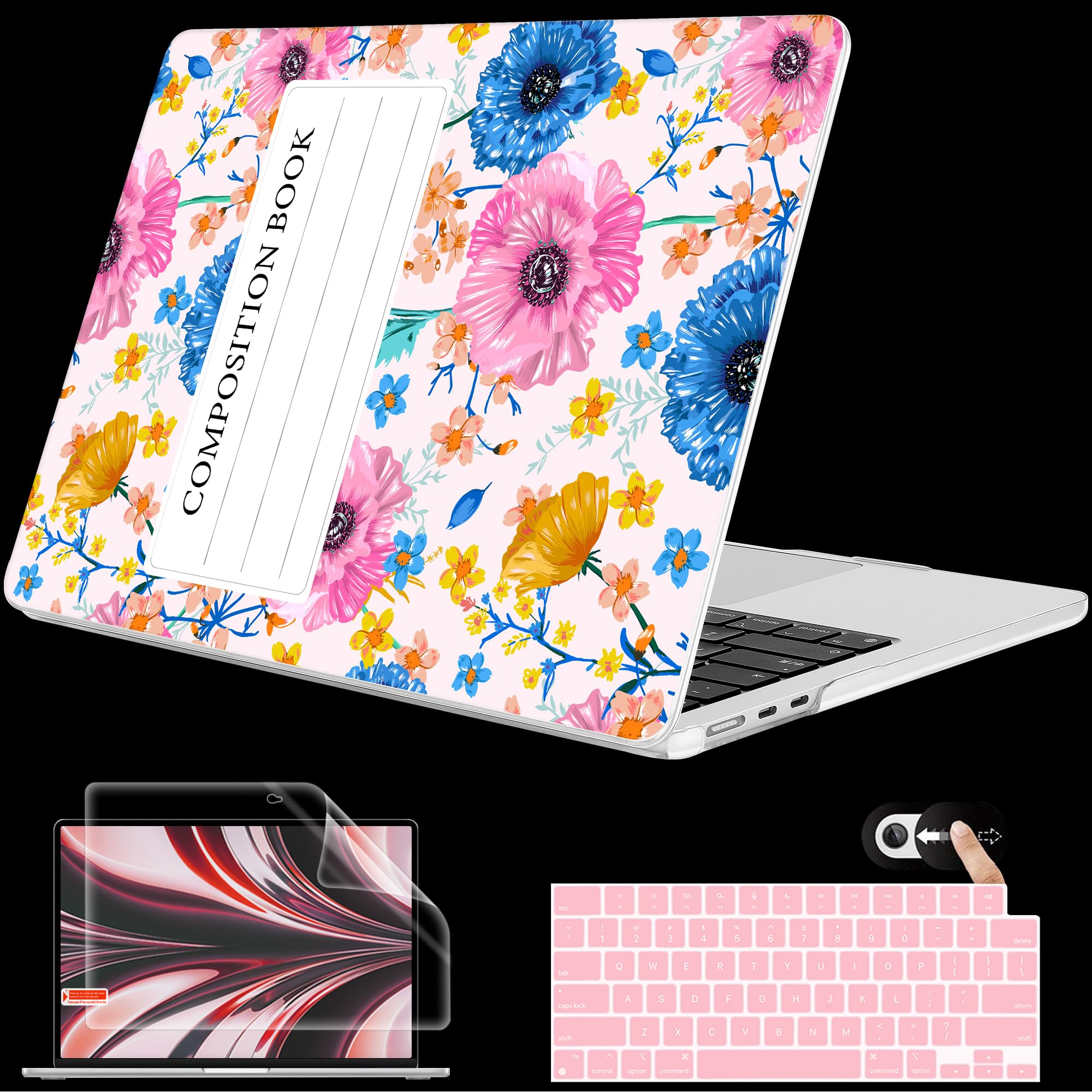 Mektron for 2026 MacBook Air 13-inch M5 Laptop Case A3449 with 13.6-inch Liquid Retina Display Fits 2025 A3240 M4 2024 A3113 M3 2023 A2681 M2 Printed Shell for MacBook Air 13.6", Composition Book