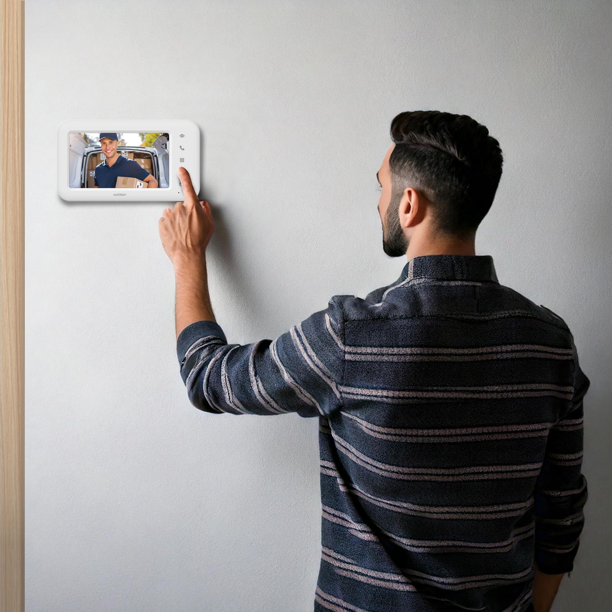 Avidsen Home Elia Smart 2 Visiophone WiFi 2 Fils, Écran 7", App Smartphone | Visiophone connecte 2 fils, WiFi double bande, ecran 7", application gratuite, fonction Door Check, plastique recycle