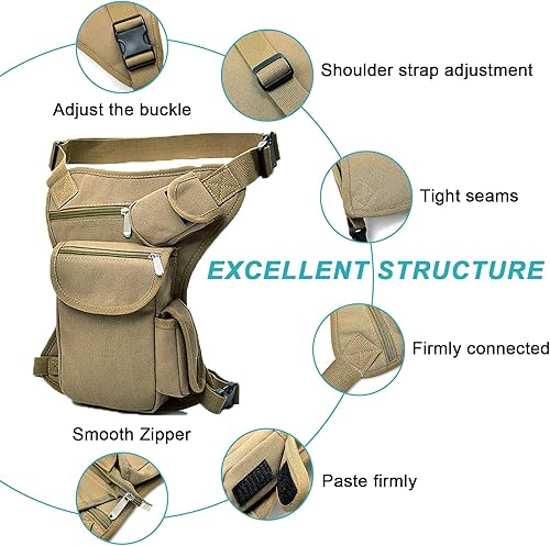 Miniatura 3 de Bolsa de pierna caída para hombres y mujeres, bolsa de muslo con correa para la pierna, riñonera táctica, impermeable, multiusos, bolsa de pierna de