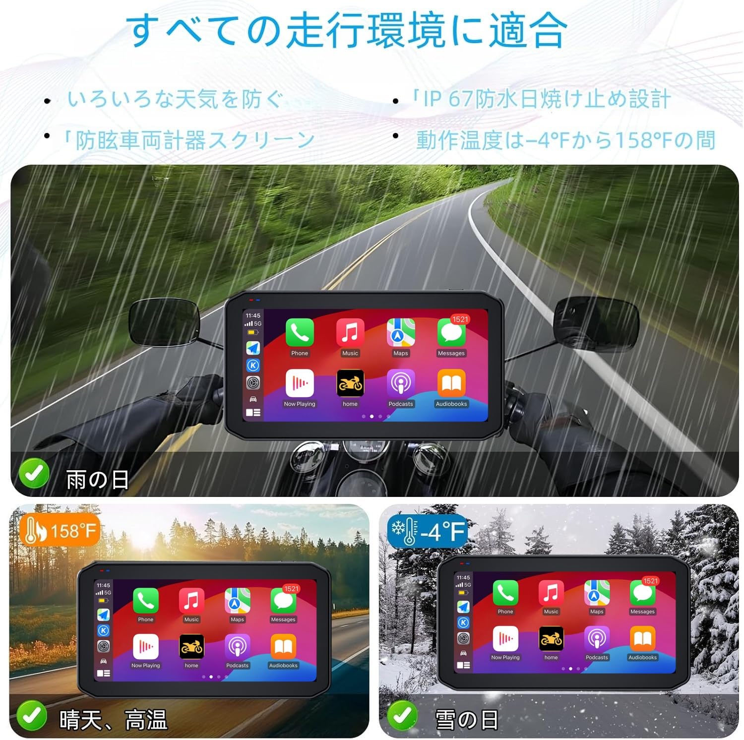 Amazon.co.jp: BOSUDA バイクスマートモニター 6.25 インチ【バイク用