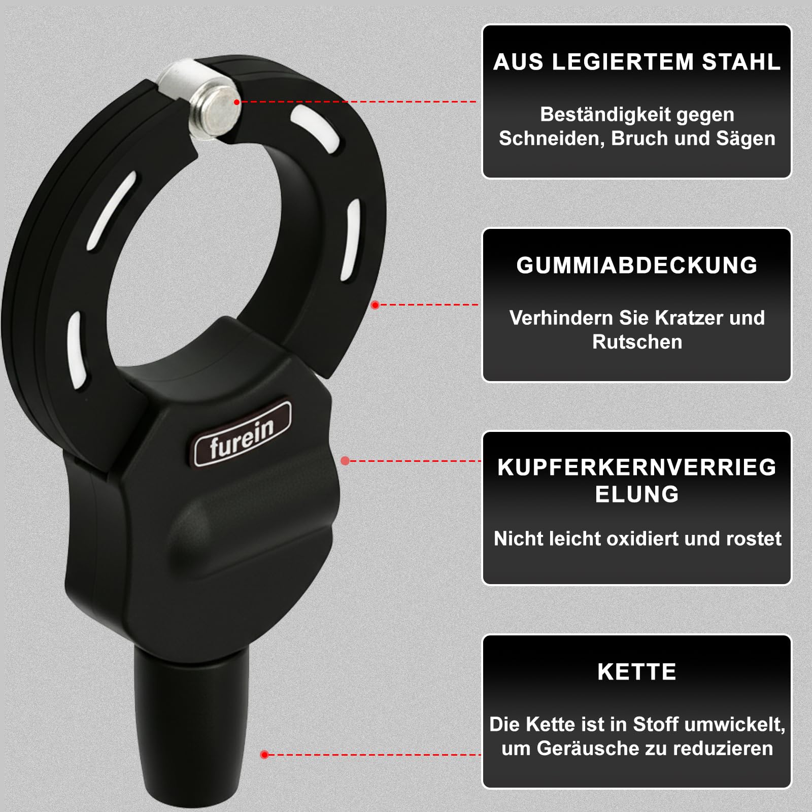 E Scooter Schloss 8mm - Handschellenschloss E Scooter mit Tasche