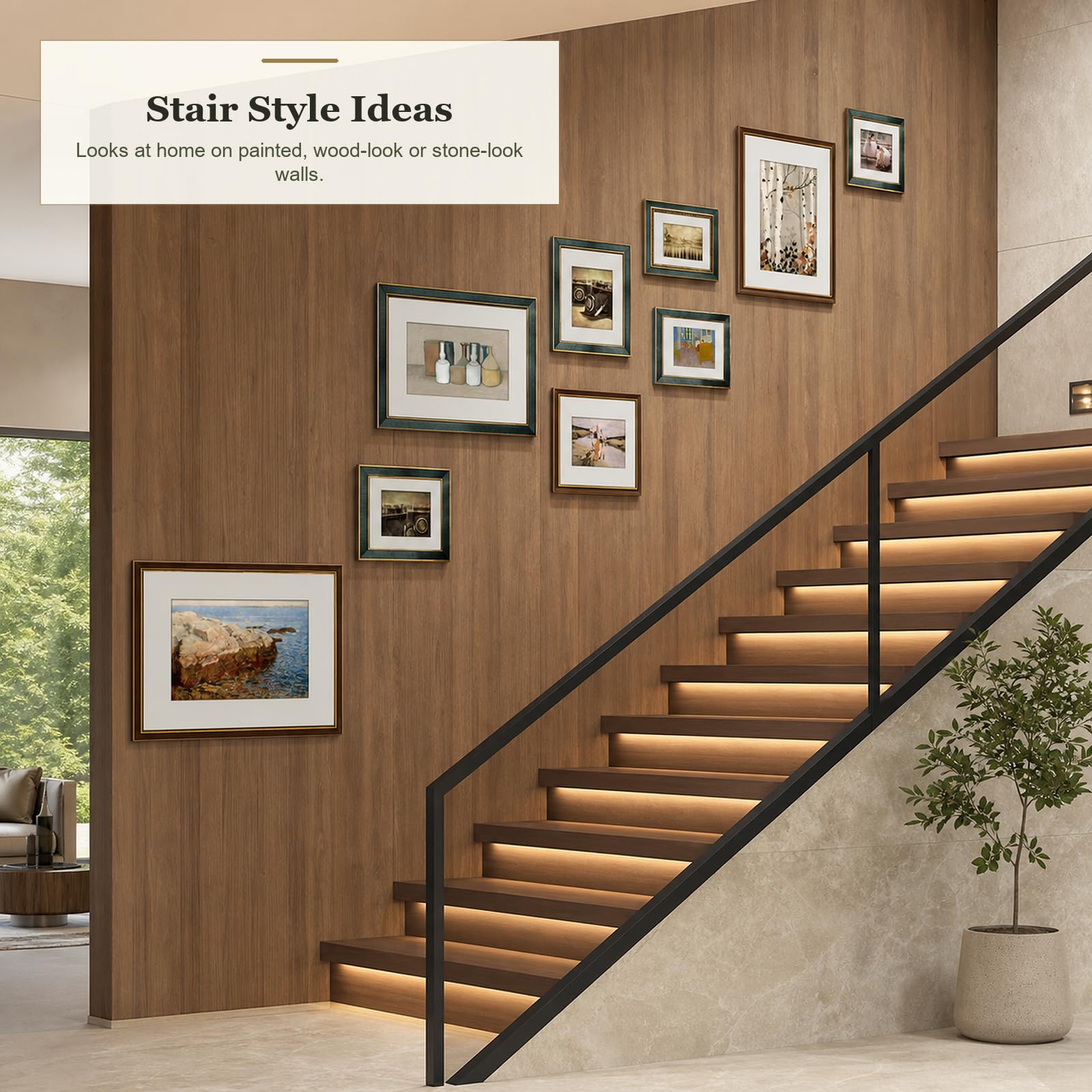 Dekoracja schodów Ściana Zdjęcia Kombinowane Kolaż Ramki Ścienne Zestaw Galerii Ściennej,Multi Photo Frames Set Nordic Style Nadaje Się Do Zmiany Własnych Zdjęć Do Powieszenia lub