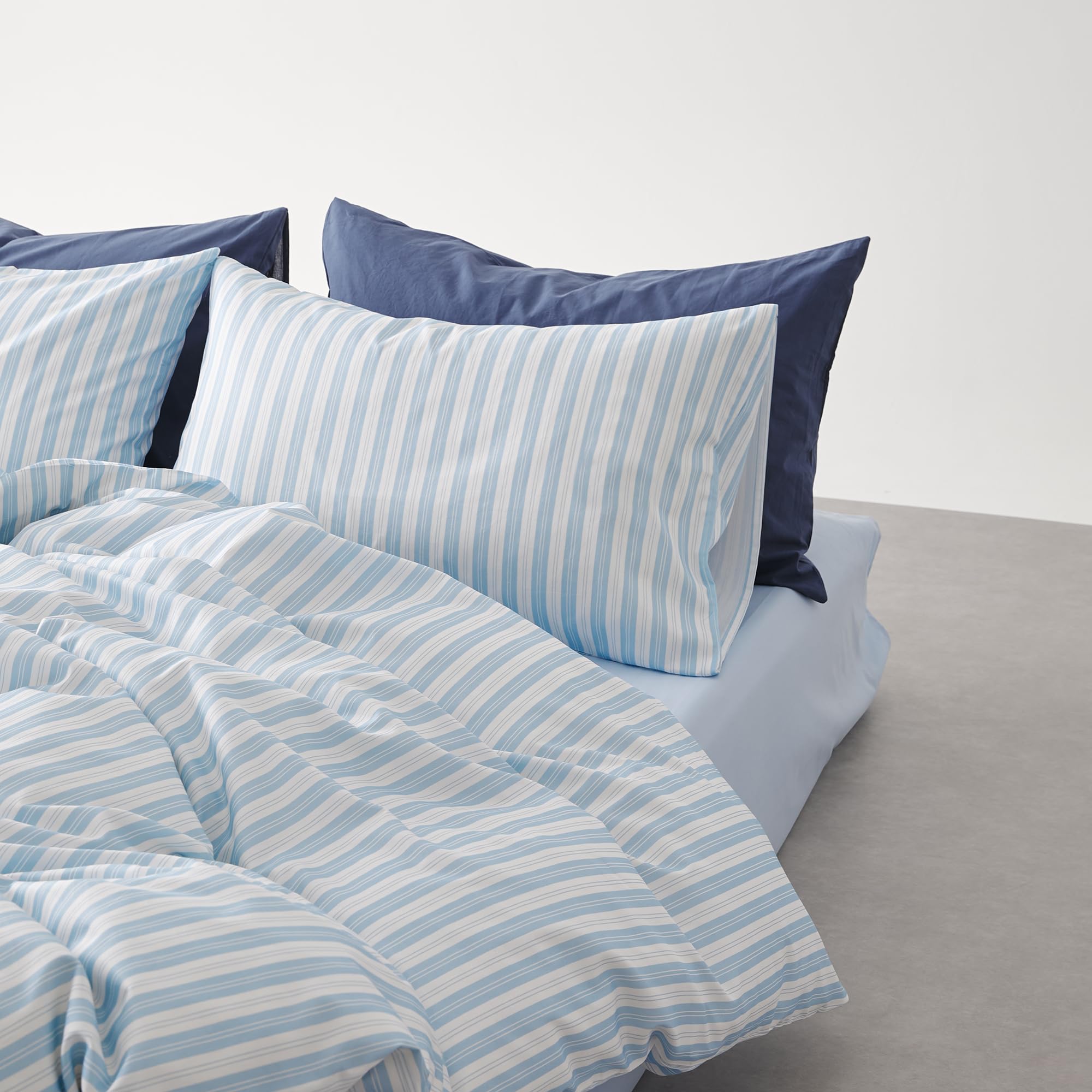 【新品未使用】フランフラン ブルー 掛け布団カバー ボックスシーツ 枕カバー Amazon｜BUKAROOM 布団カバー 綿 100％ シングル 3点セット 寝具カバー