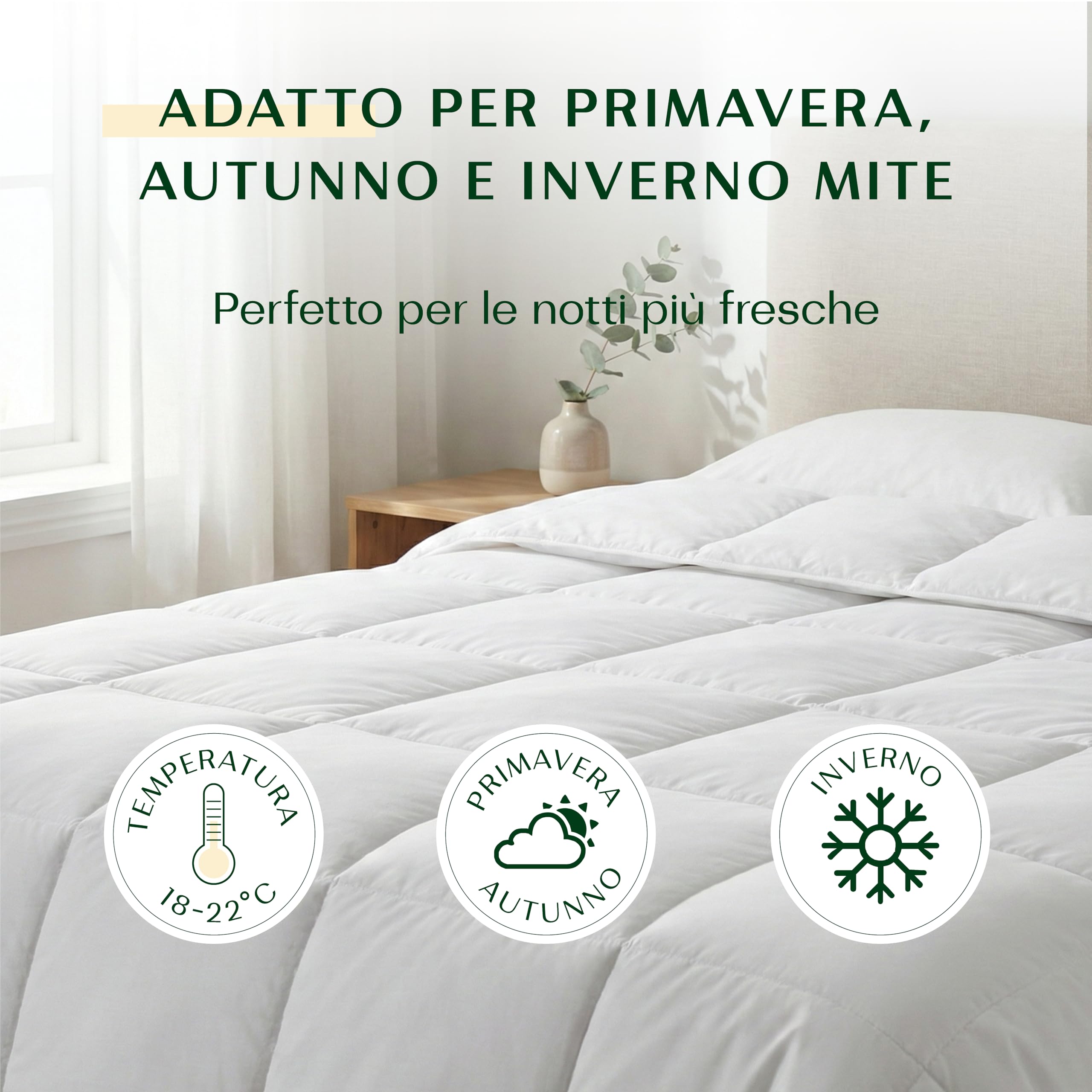 Wendre Piumino Mezza Stagione 240x260 – King Size – 300 GSM Trapuntato in Microfibra Traspirante, Anallergico – Certificato OEKO-TEX, Prodotto in Europa, Lavabile