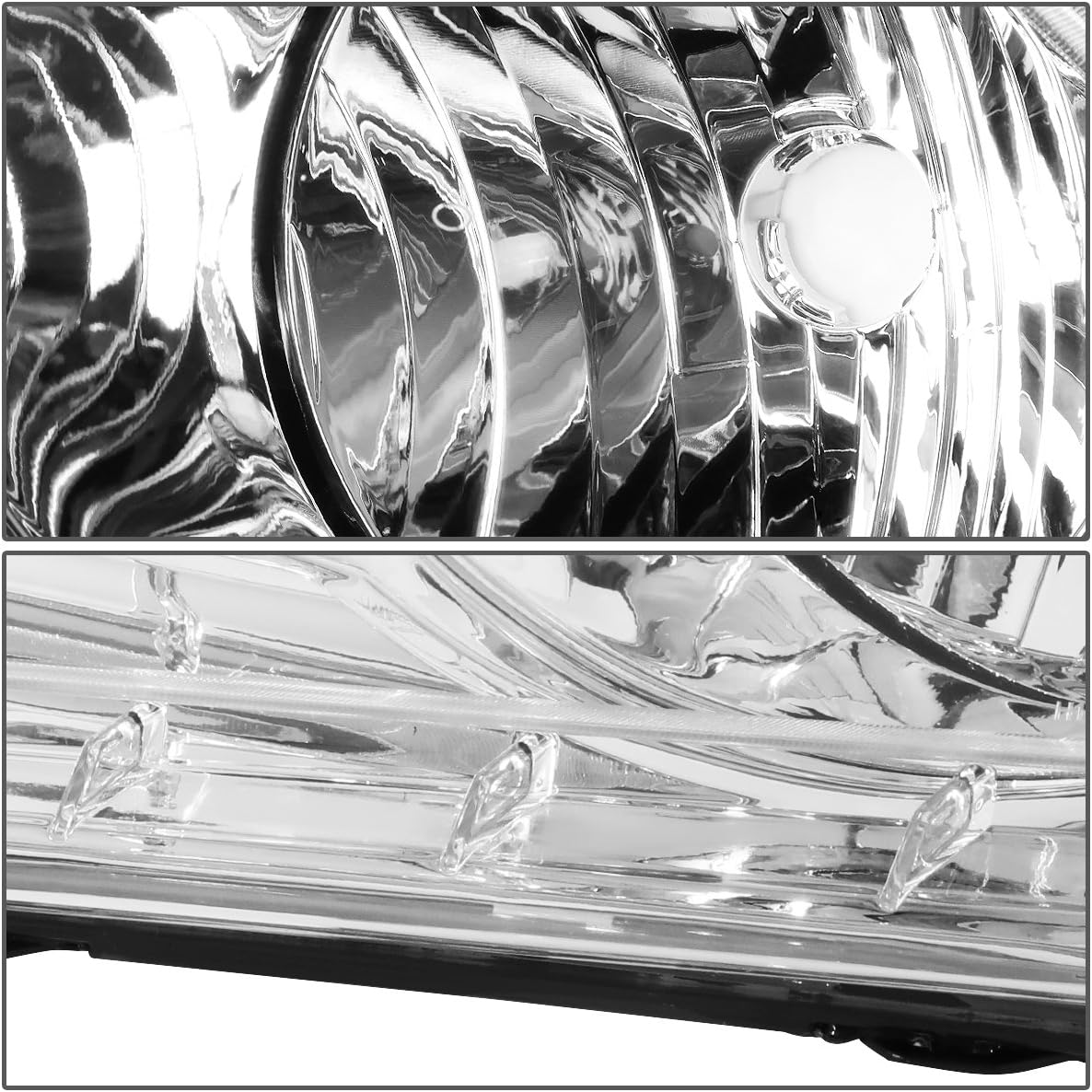 Auto Dynasty Headlights Assembly Compatible with 2010-2014 Ford Mustang 5th Gen, Driver and Passenger Side Halogen Headlamps Replacement, Chrome Housing Amber Corner