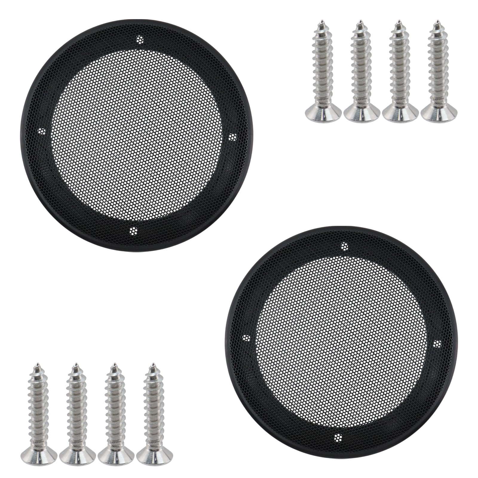 Crapyt 5" Mesh Round Speaker Grill Cover, Universal Metal Car Speaker Guard with Screws, Subwoofer Grill Horn Guard Cover for Home/Car Audio, 2 Pcs Black