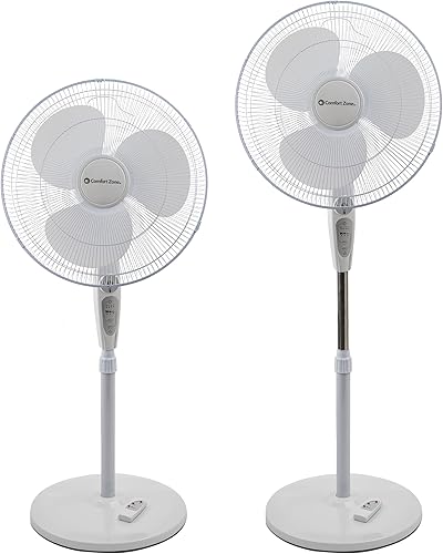 Miniatura 2 de Comfort Zone Ventilador de pedestal oscilante con control remoto, ventilador de soporte, 18 pulgadas, 3 velocidades, altura e inclinación