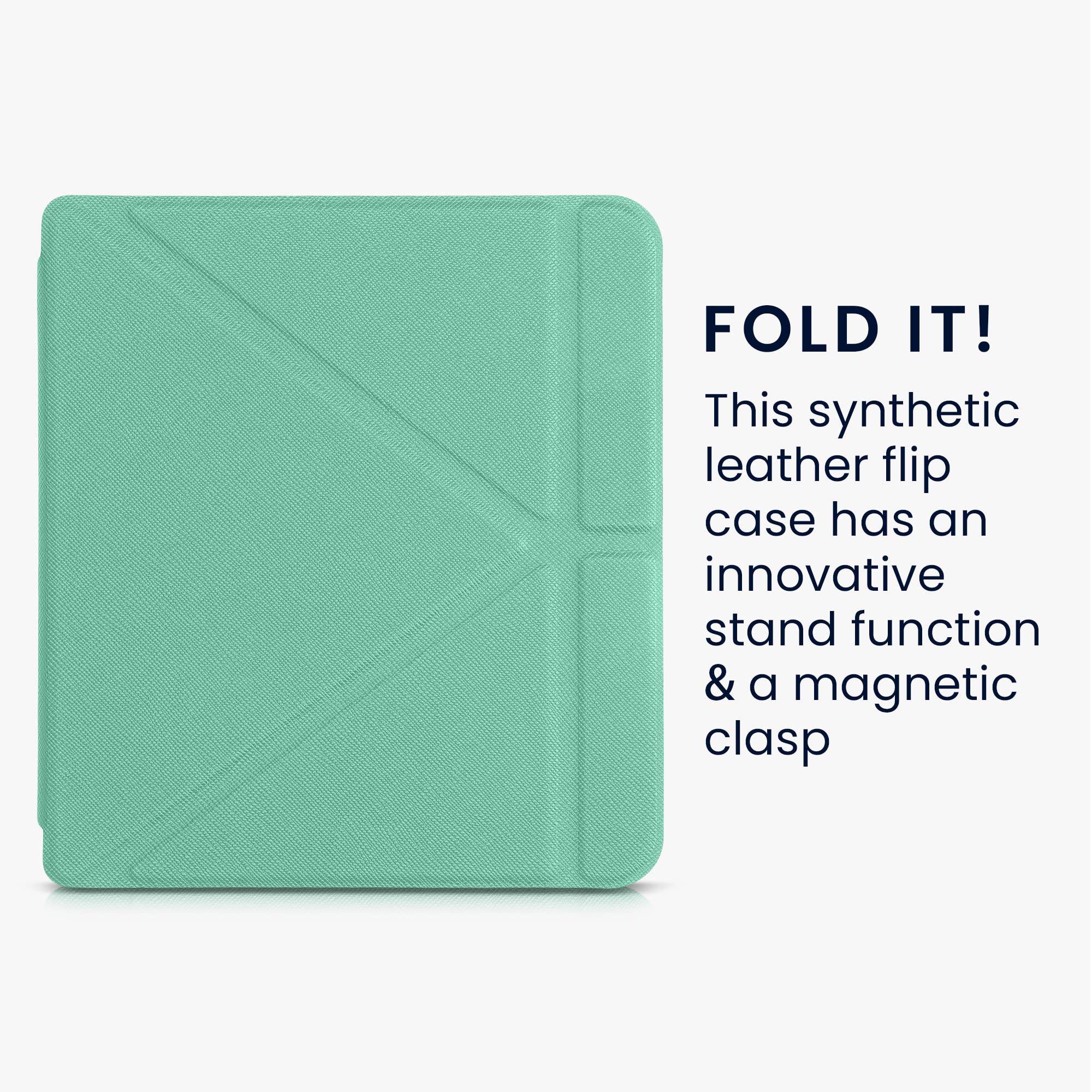 kwmobile Pieghevole Custodia Compatibile Kobo Libra 2 Cover Magnetica Pelle PU eReader Stand Menta