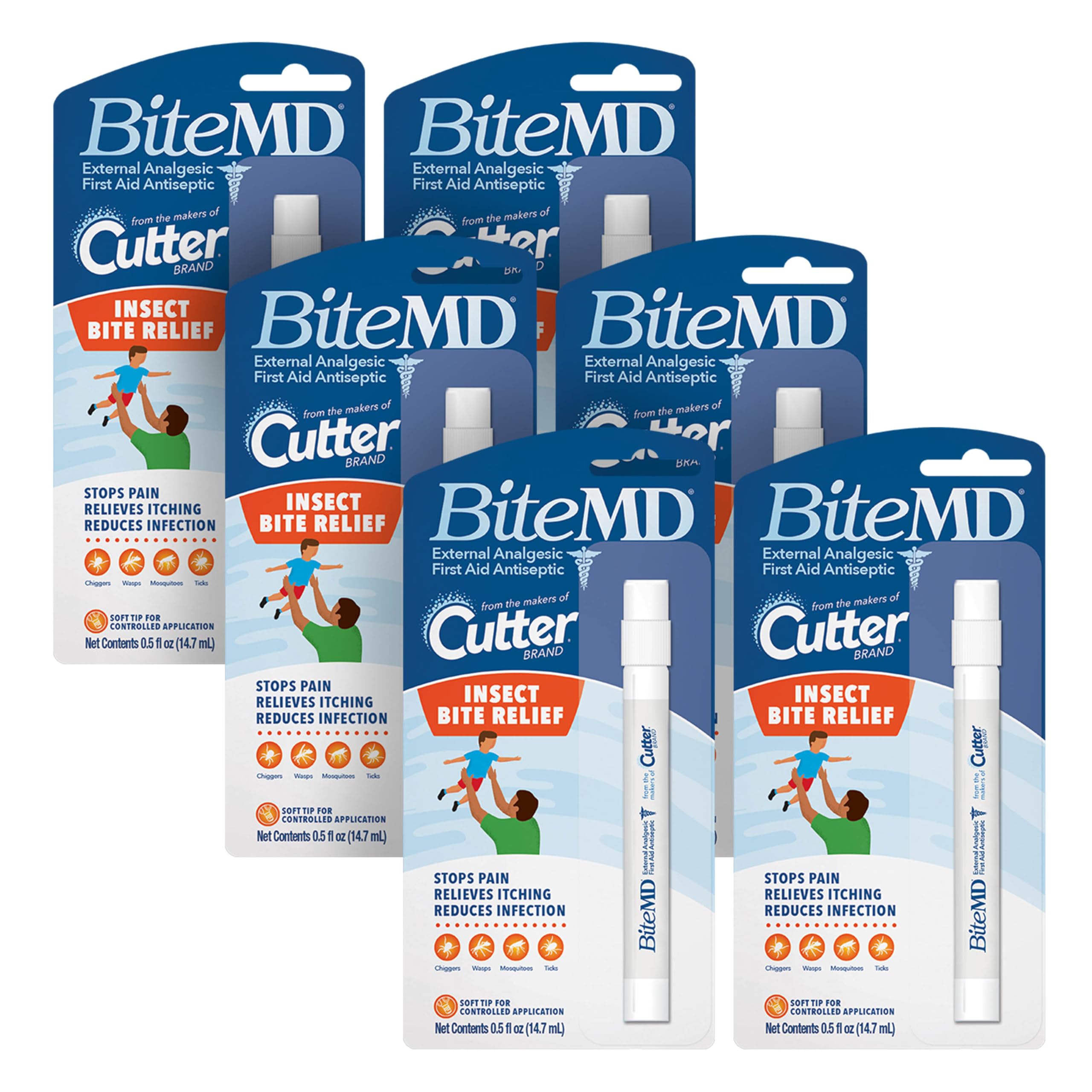 CutterBite MD Insect Bite Relief, Stick, 0.5 Fl Ounce, 6-Pack, Plain
