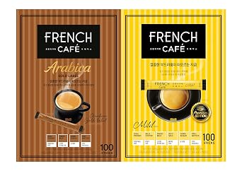 Namyang French Cafe Instant Coffee Mix 100 Sticks, 2Flavor Gift Pack Original, Arabica Gold Label