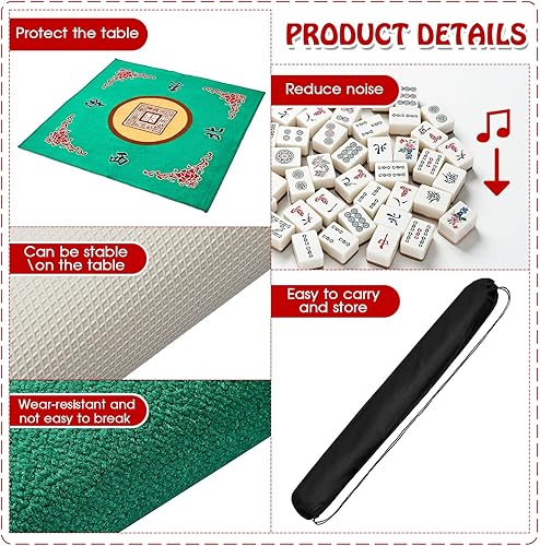 Miniatura 18 de Juexica Tapete Mahjong con bolsa, antideslizante, reducción de ruido, cubierta de mesa de juego de mesa, accesorios de mesa Mahjong, mantel de Azul