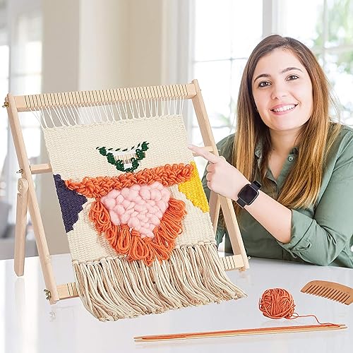 Miniatura 5 de WILLOWDALE Telar de Tejer, Kit de Telar de Madera de 16.5" L x 15.7" W, Telar de Tapicería para Arte de Tejido Creativo DIY y Manualidades, Ideal