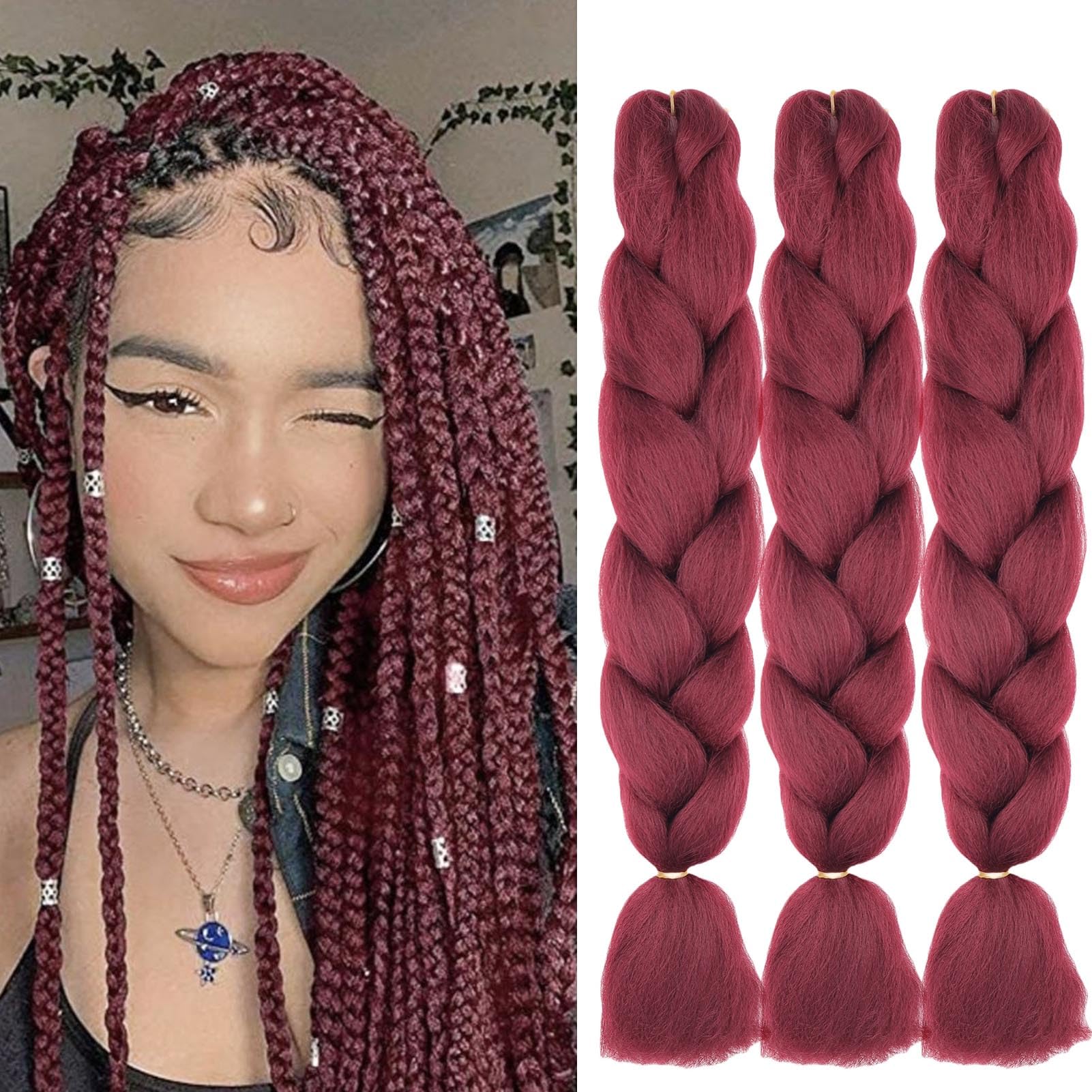 60cm Extensiones de Pelo Trenzas Africanas Castaño Oscuro Extensiones para Trenzas Africanas 1 pcs 100g Kanekalon Pelo para Trenzas Africanas Sintetico Extensiones de Trenzado Cabello Braiding — view 128
