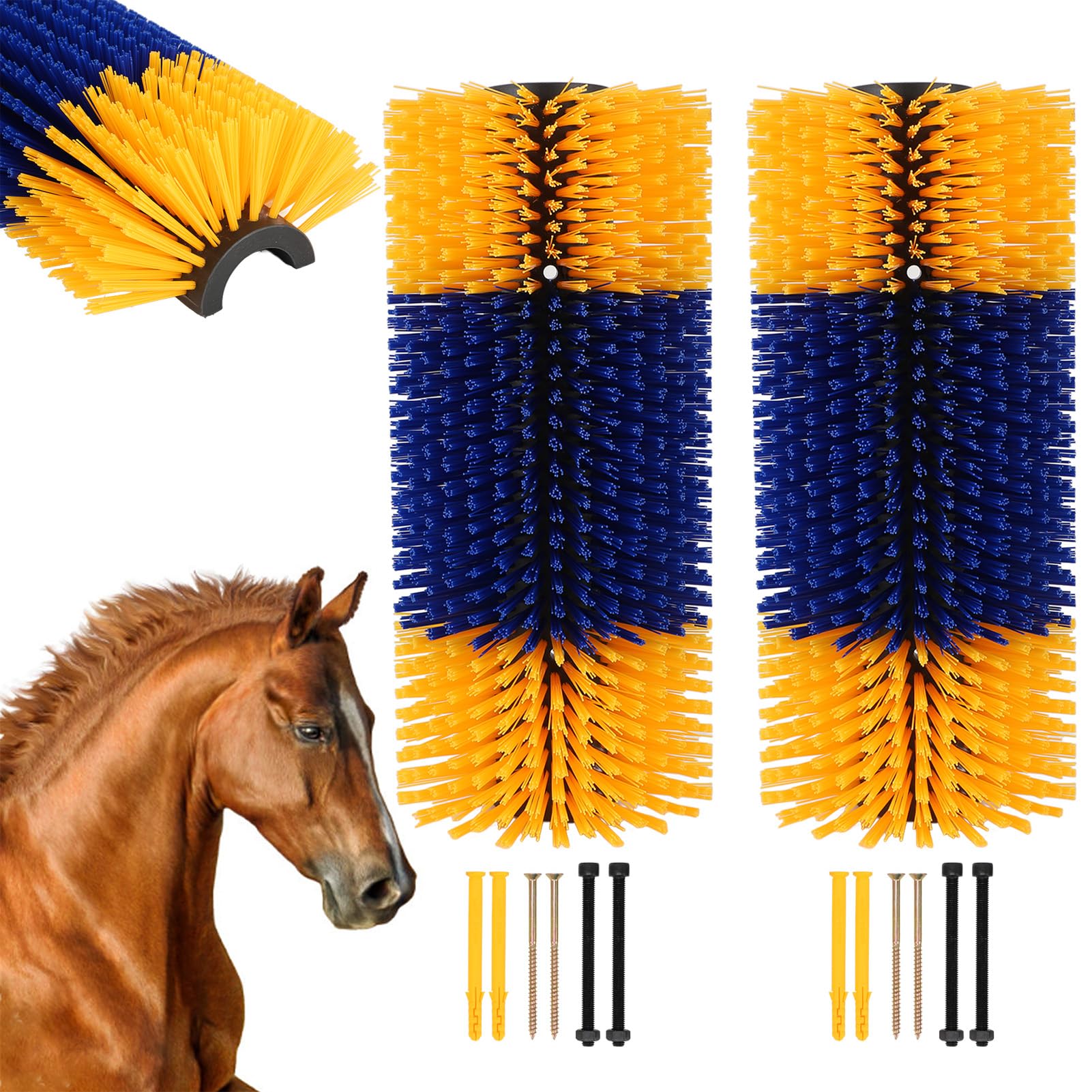 Brosses à Gratter pour Bétail, Brosses de Massage pour Mouton Cheval Vache, Grattoirs pour Animaux de la Ferme, Soulage Les Démangeaisons sur Le Dos (Jaune 2)