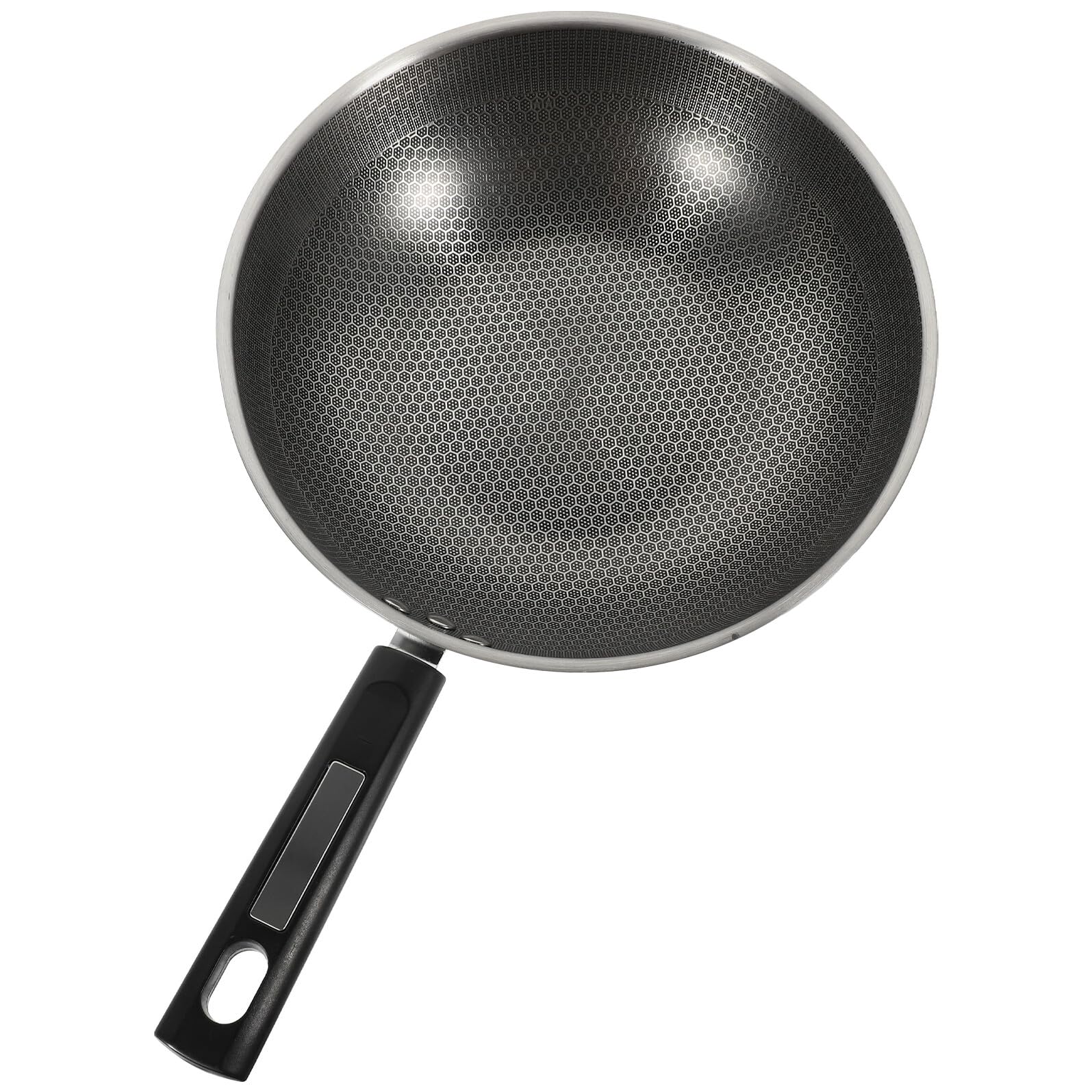 POPETPOP Padella per Antiaderente in Acciaio Inossidabile e Impugnatura Confortevole Fondo Piatto a Nido D'ape, Manico Ergonomico Cucina Quotidiana