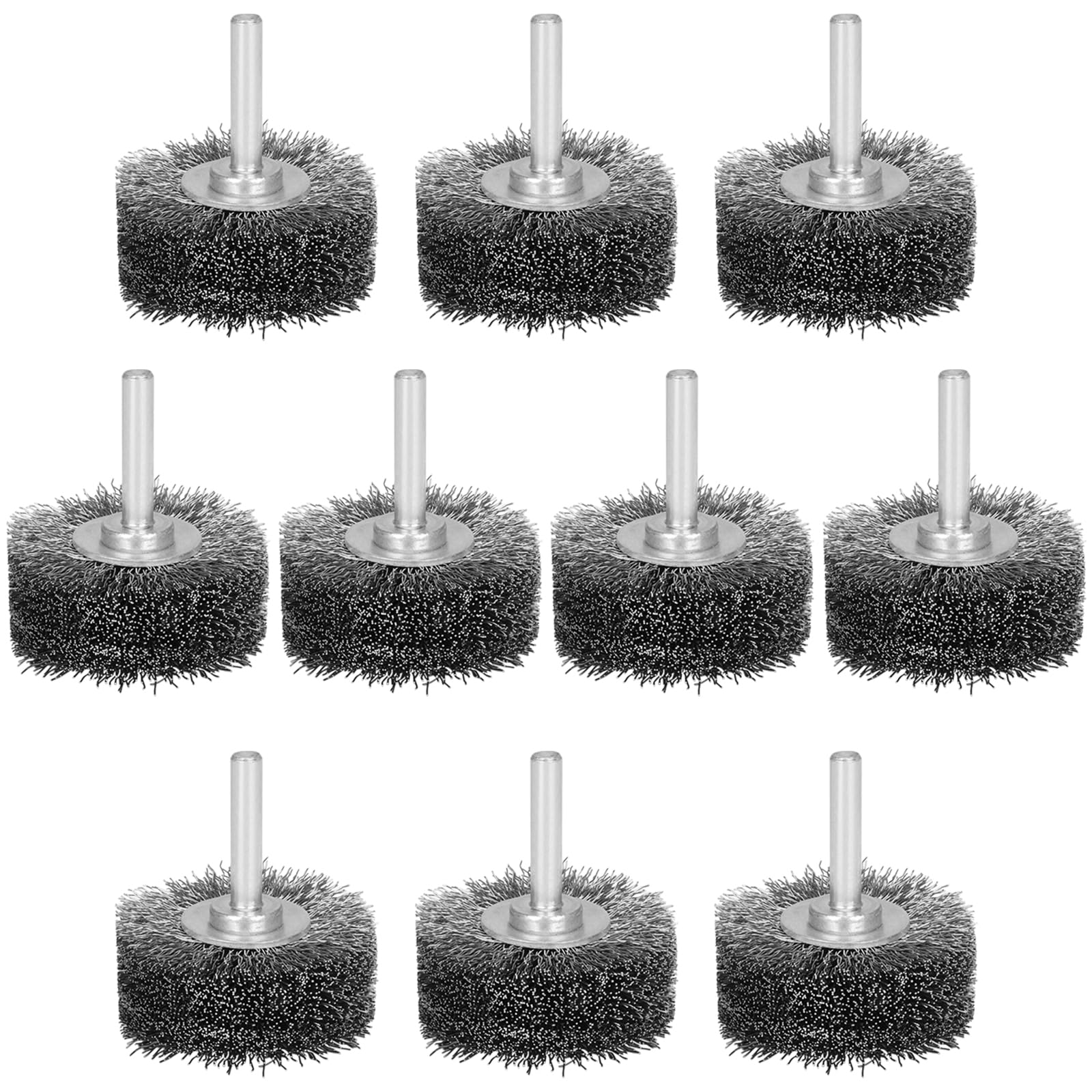 Confezione da 10 spazzole metalliche da 5,1 cm per fissaggio trapano, spazzole metalliche resistenti per rimozione di ruggine e corrosione, filo in acciaio inossidabile ondulato grosso da 0,03