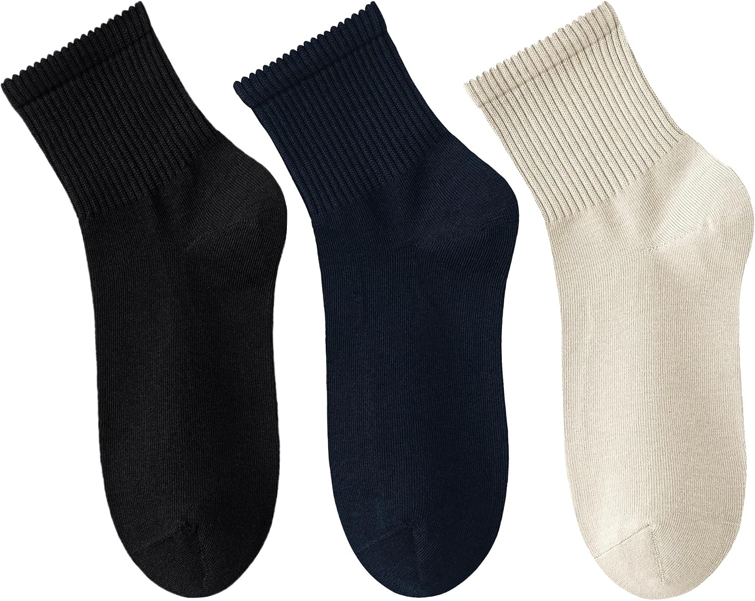 Women's Cotton Quarter Crew Socks 3 Pairs | Just Right Thickness, Soft & Breathable, Athletic Casual Socks for Running, Gym, Work, and Casual Wear
