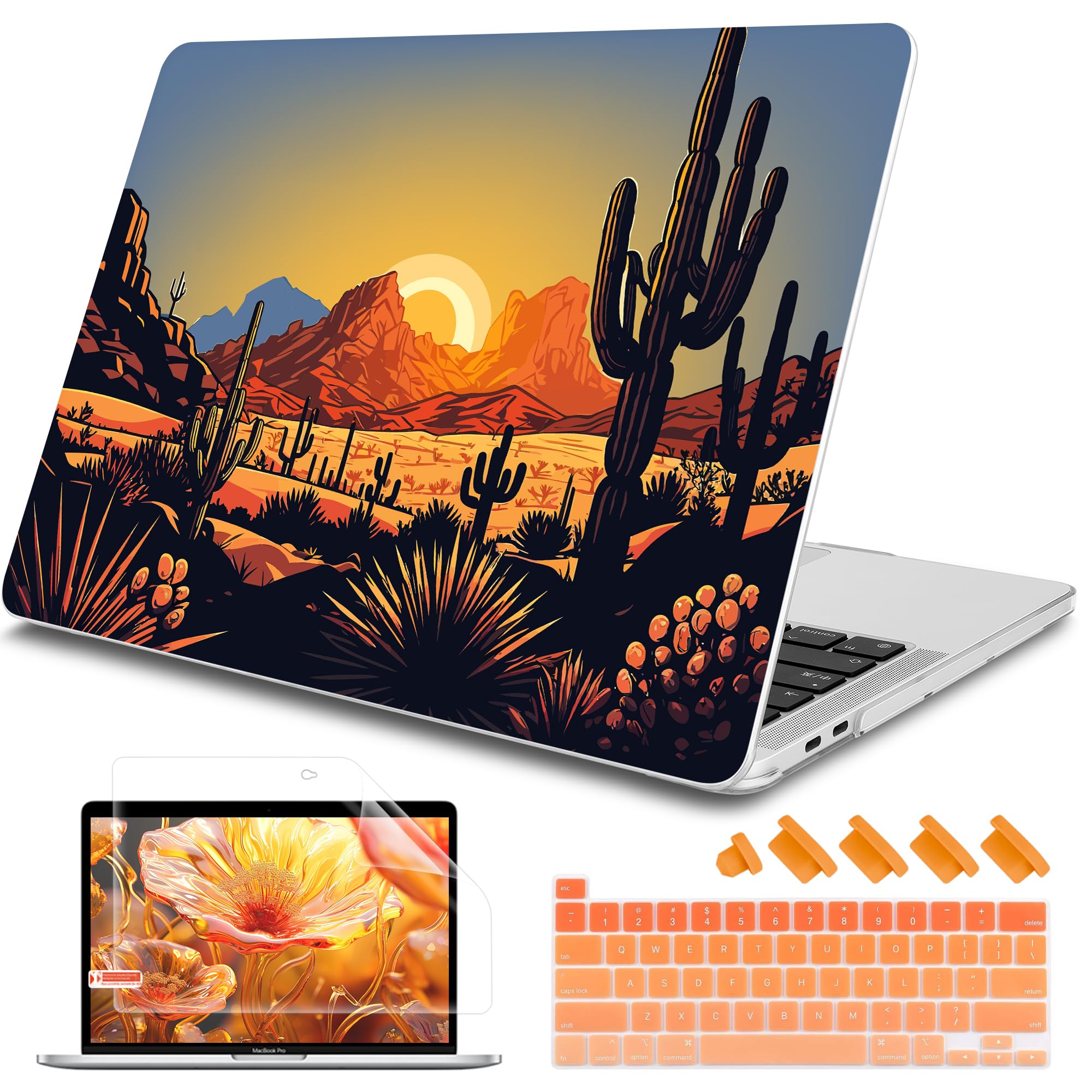 Tuiklol Case for 2022 MacBook Pro 13 Inch M2 Clip, 2021 2020 Release M1 A2338 A2289 A2251, Hard Shell Case for MacBook Pro 13.3" with Touch Bar Fits Touch ID and Retina Display, Cactus & Sand
