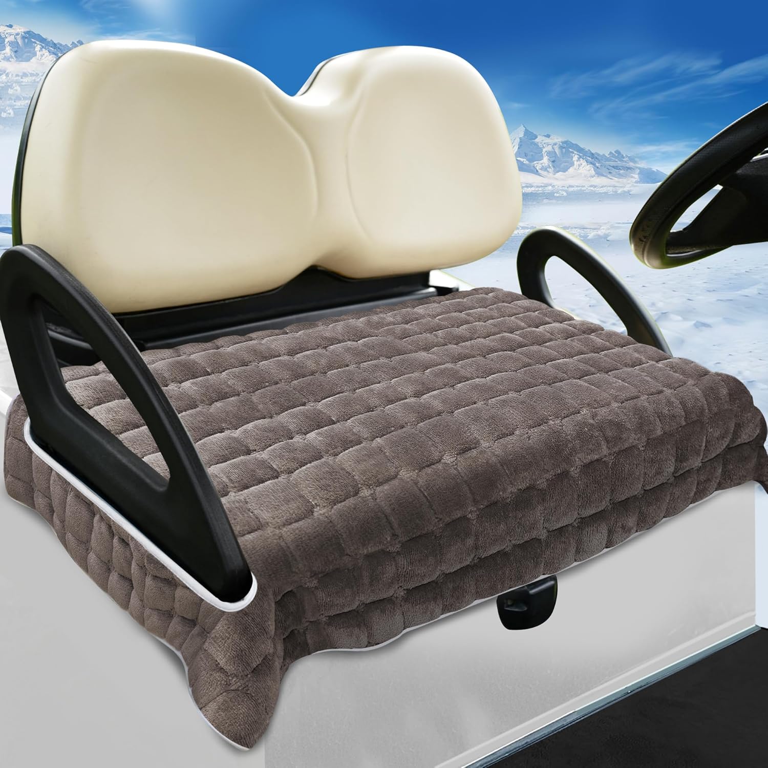 YOKYHOM Golf Cart Seat Covers, Extra Thick Deep-Pile Seat Towel Blanket with Non-Slip Backing for Warmth, Fits EZGO, Club Car, Yamaha and More 2 & 4 Passenger Carts, 50"x27.5", Dark Blue