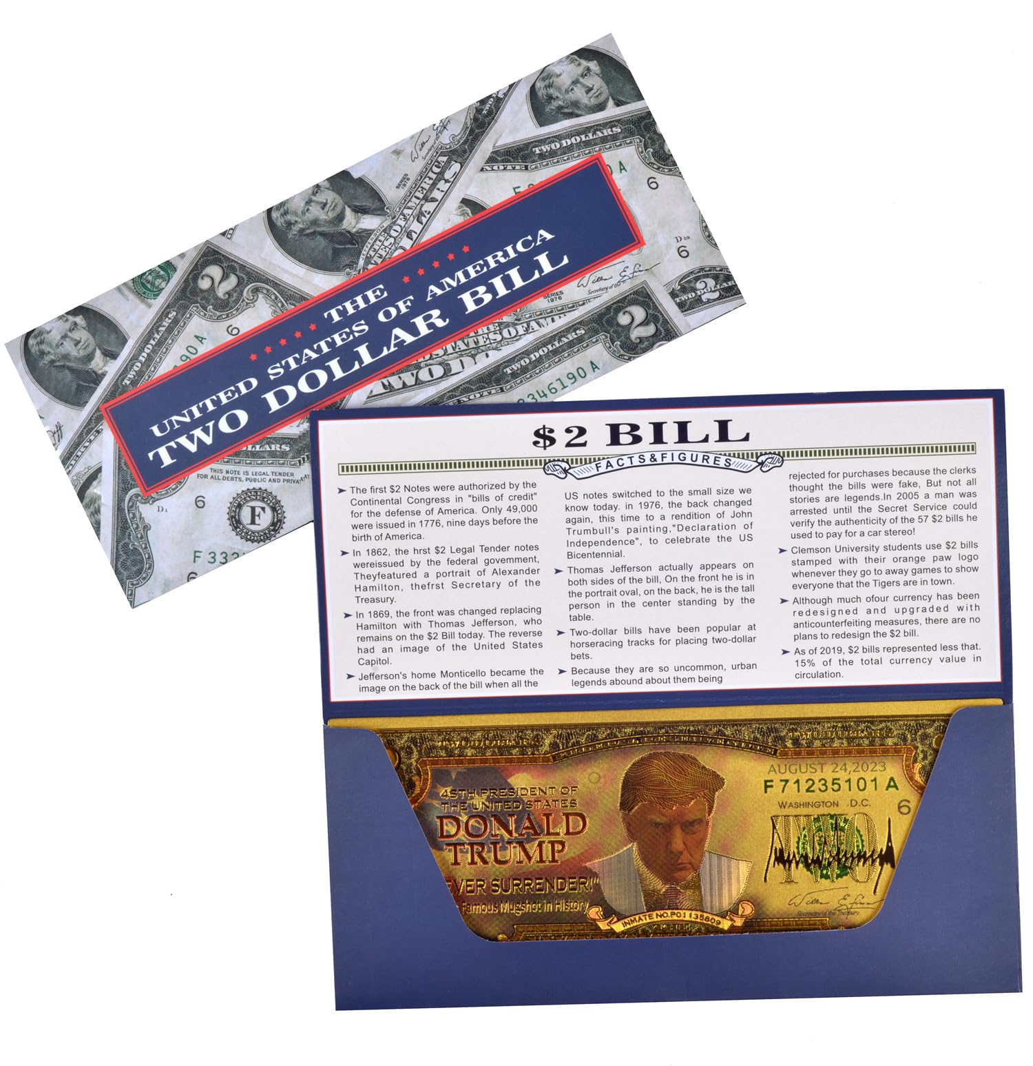 Signed Trump Mugshot Willy Wonka $2 Bill Art By Rency | Genuine Legal Tender Collage - View #3