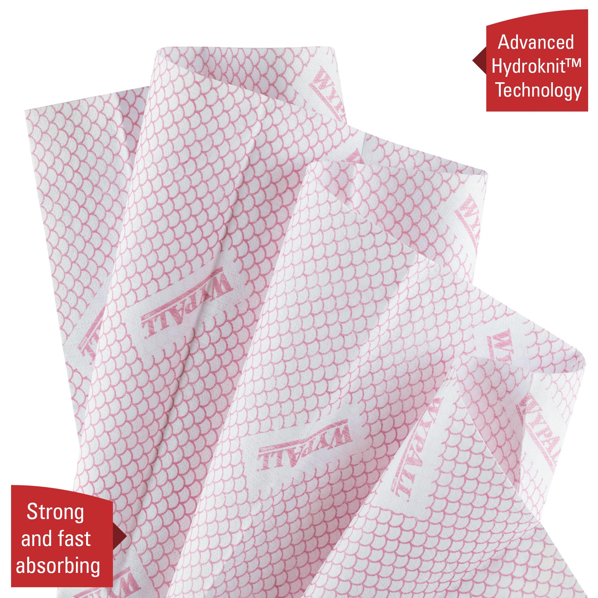 WypAll X80 Paños de limpieza codificados por colores 7568 - Paños rojos - 10 paquetes x 25 paños de limpieza de alta resistencia (250 en total)