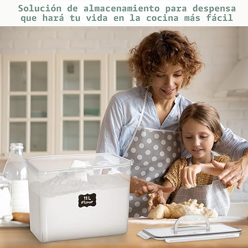 Miniatura 8 de Shazo 2 PC (3.0 gal | 11 L) recipientes de almacenamiento de harina y azúcar con asa de transporte fácil - recipientes de almacenamiento de