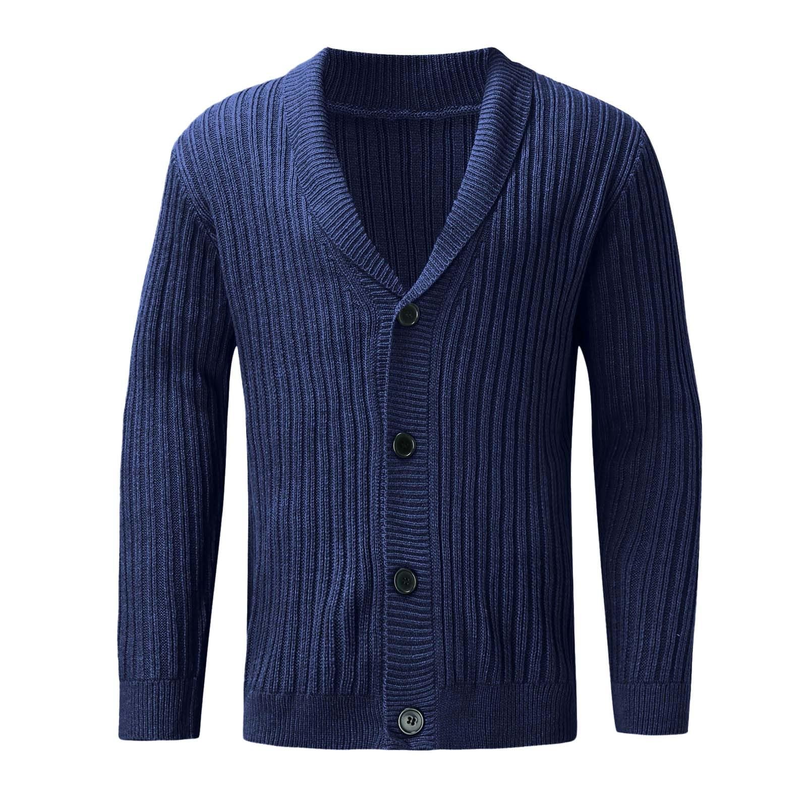Cardigan De Lana Hombre, Chaqueta De Punto Hombre Cuello De Pico Otoño Invierno Cálido Chaqueta Suéter De Manga Larga De Moda Casual Jersey Clásico Sólido Color Chaqueta De Entretiempo De Punto