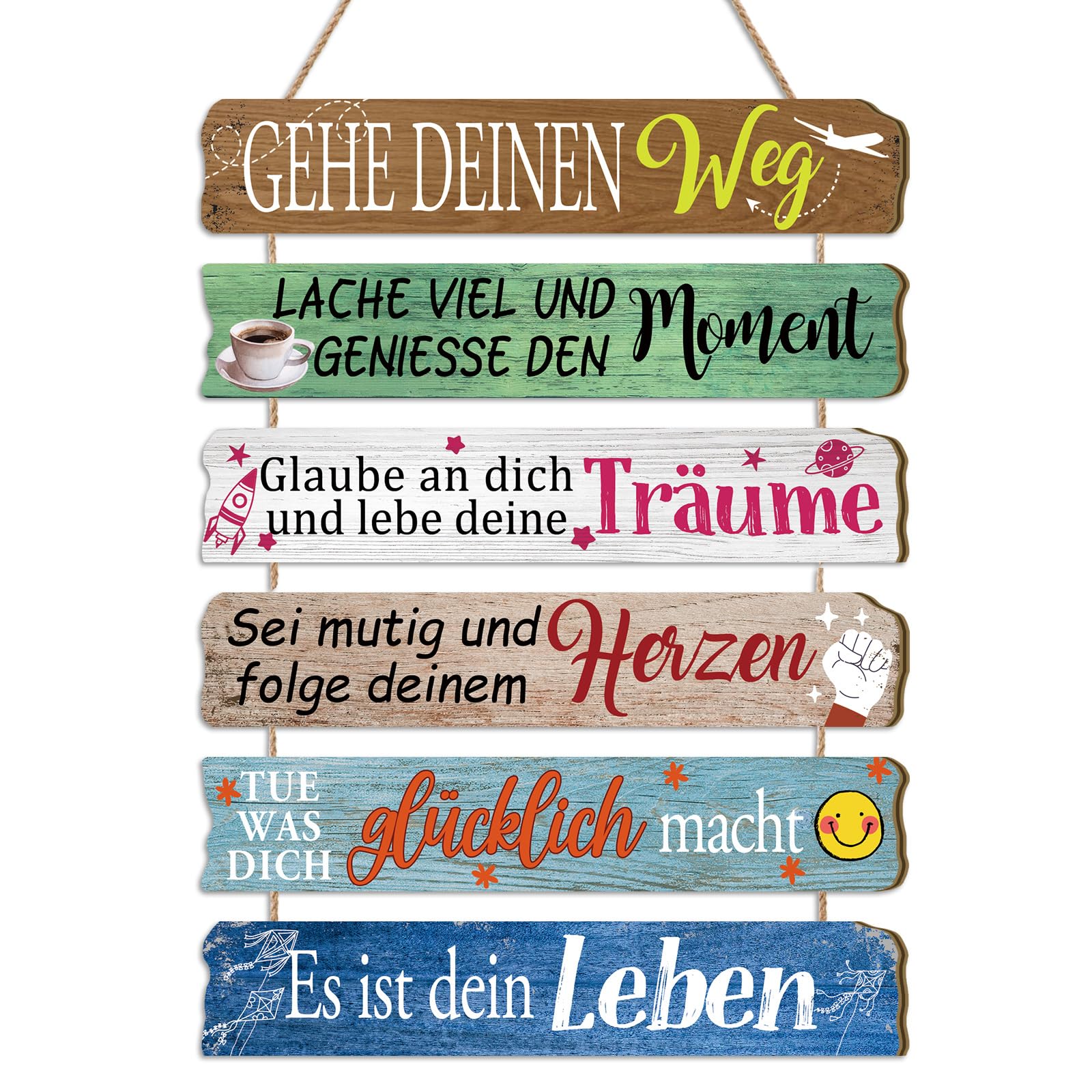 BINCUE Insirierende Wanddeko Wandbild,Wanddeko Kindzimmer Mädchen Jungen,Inspirierende Zitate Wandbild mit Spruch,Gehe deinen eigenen Weg Bilder mit Spruch,Schild für Jugendliche Kindzimmer Deko
