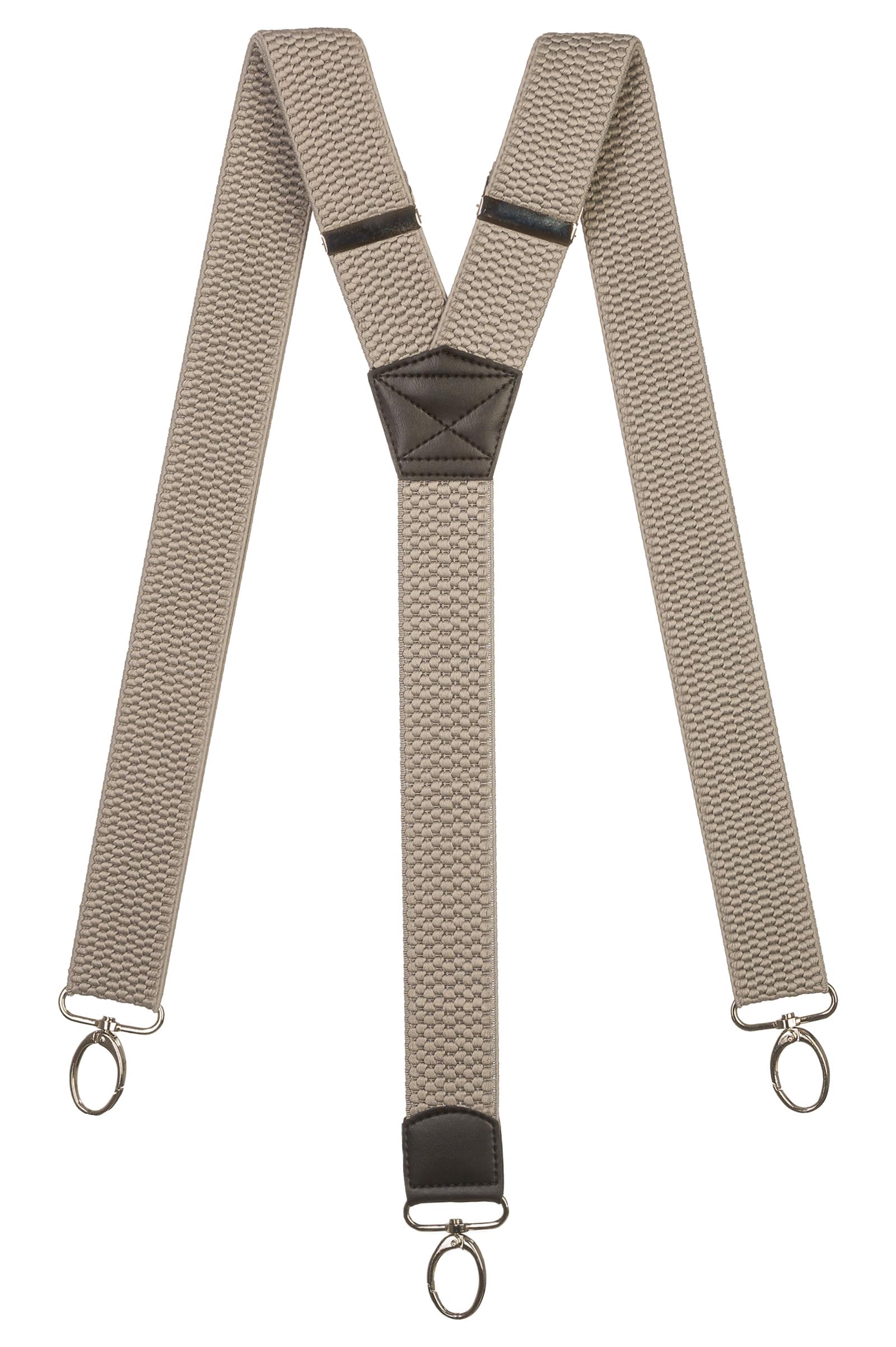 Olata Heavy Duty Y-Shape Braces/Suspenders with Carabiner Clips - 4cm. Grey