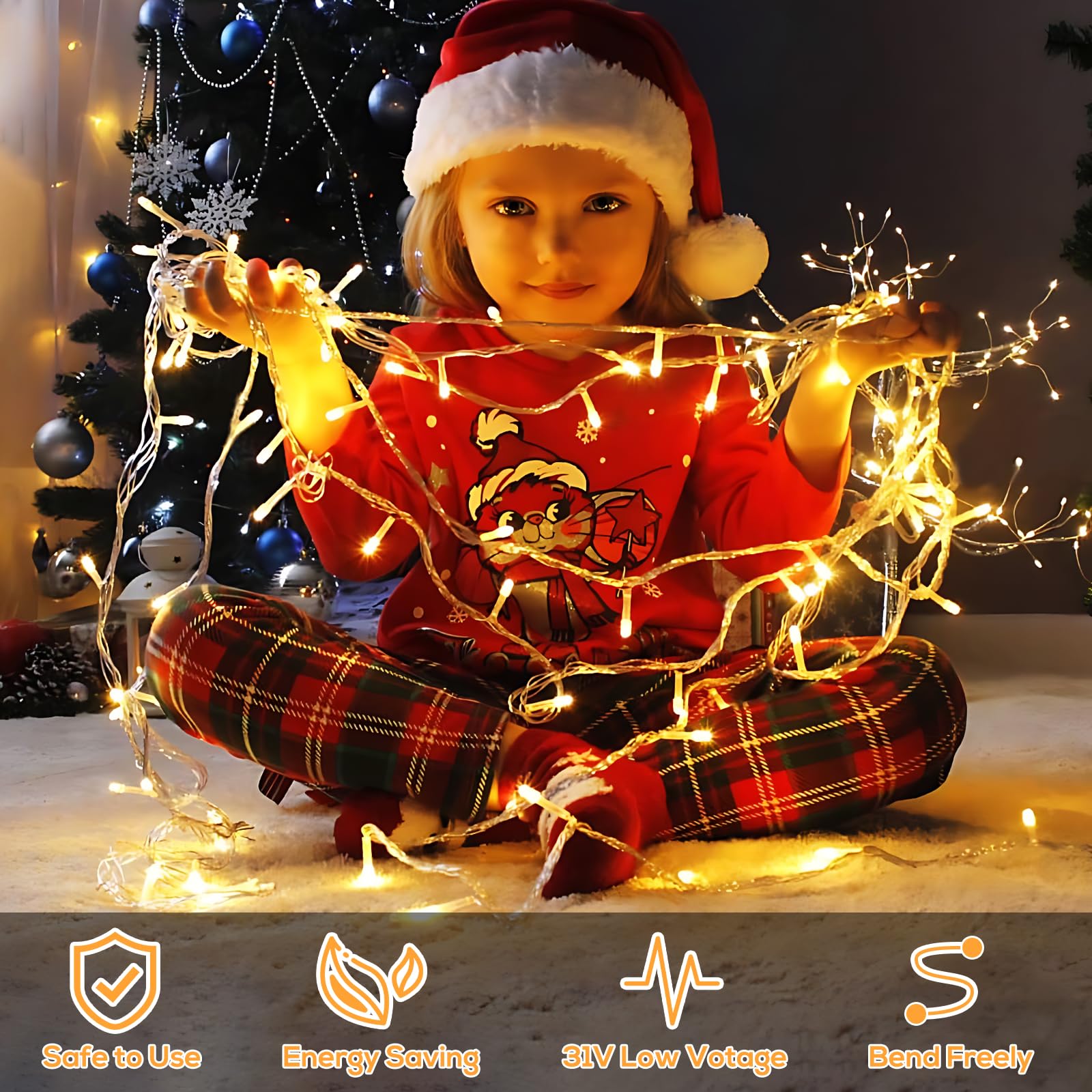 Elegear Tenda Luminosa Natale Esterno 20m 800LEDs, Luci Natale Esterno Cascata 8 Modalità con Memoria Impermeabile IP44 Tenda Luci Espandibile per Natalizie Finestra Balcone Patio Feste, Bianco caldo