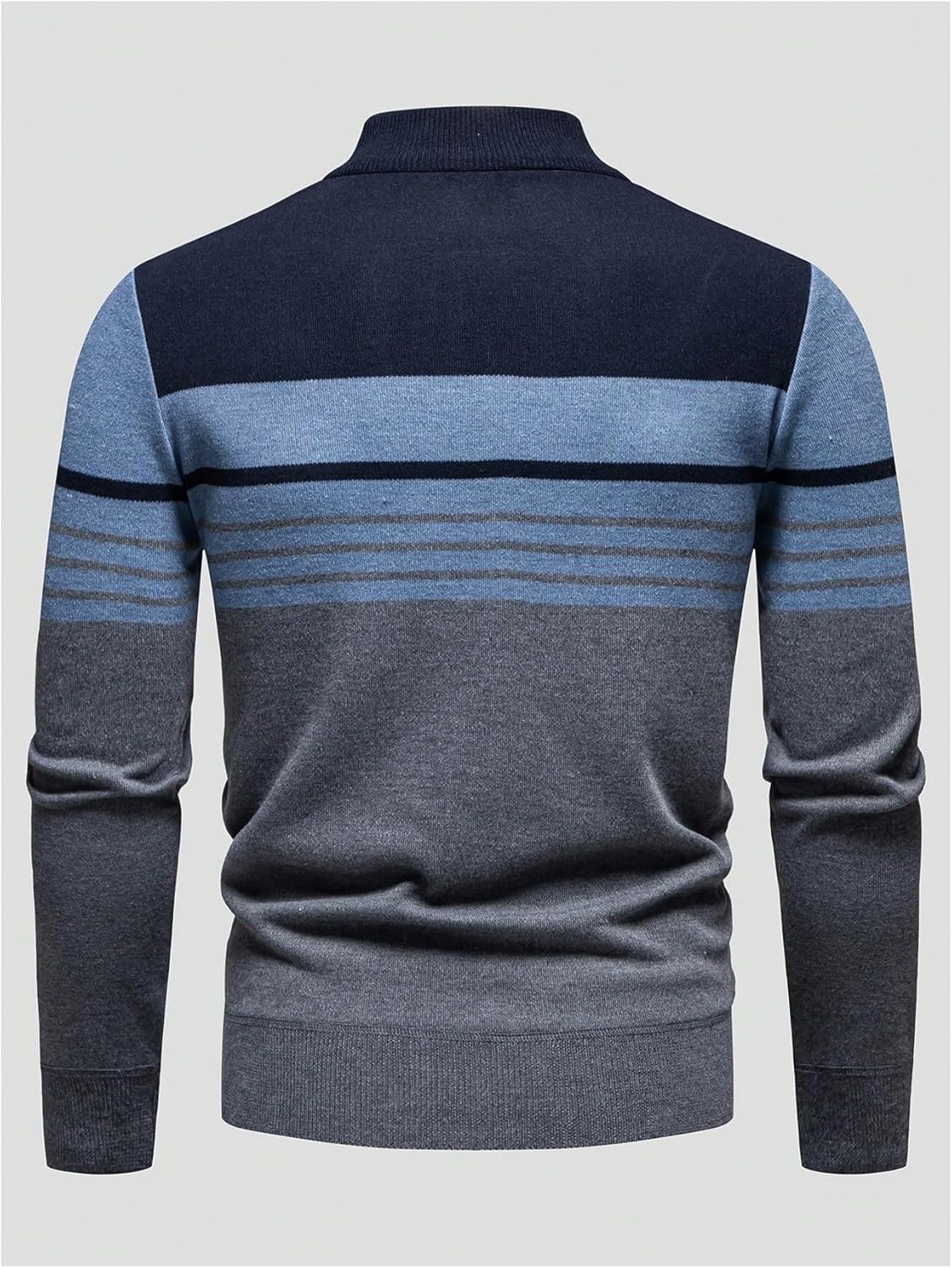 SOLY HUX Men's Long Sleeve Sweater Color Block Striped Quarter Zip Pullover Fall Knit Tops - Image 3