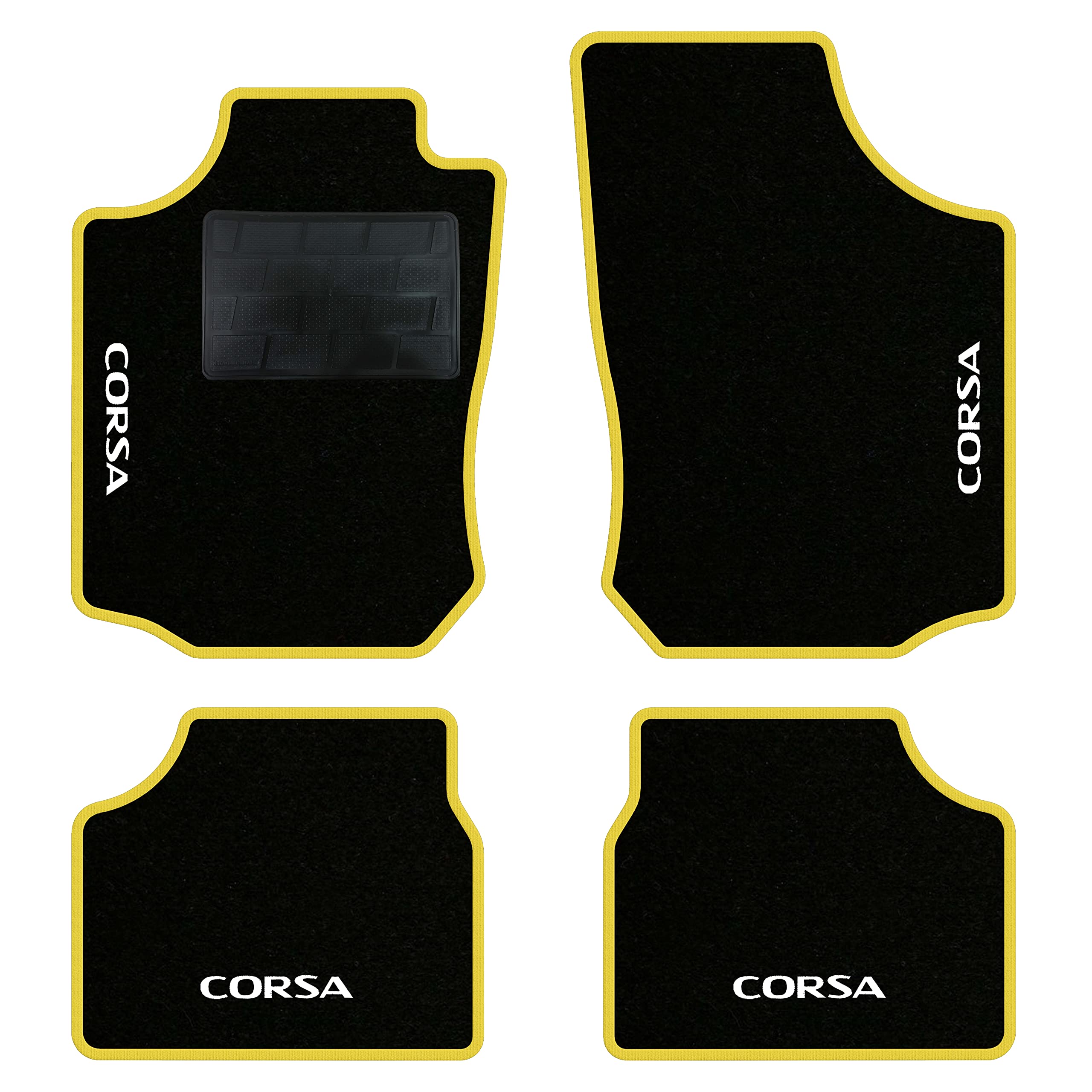 QUEMAR Tappetini Auto compatibili con Opel Corsa C 2000-2006 / Kit Tappeti in Moquette e Gomma su Misura (Set 2 Anteriori + 2 Posteriori) / Ricami e Colori Personalizzati (2 Ricami, Bordo Fucsia