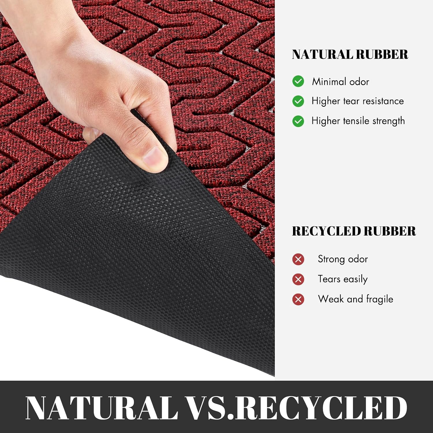 Yimobra Door Mat, All-Season Outdoor Indoor Doormat for Home Entrance Floor, Heavy Duty Non Slip Front Door Mats Outdoor, Easy to Clean, 29.5 x 17 Inch, Black+Black Red