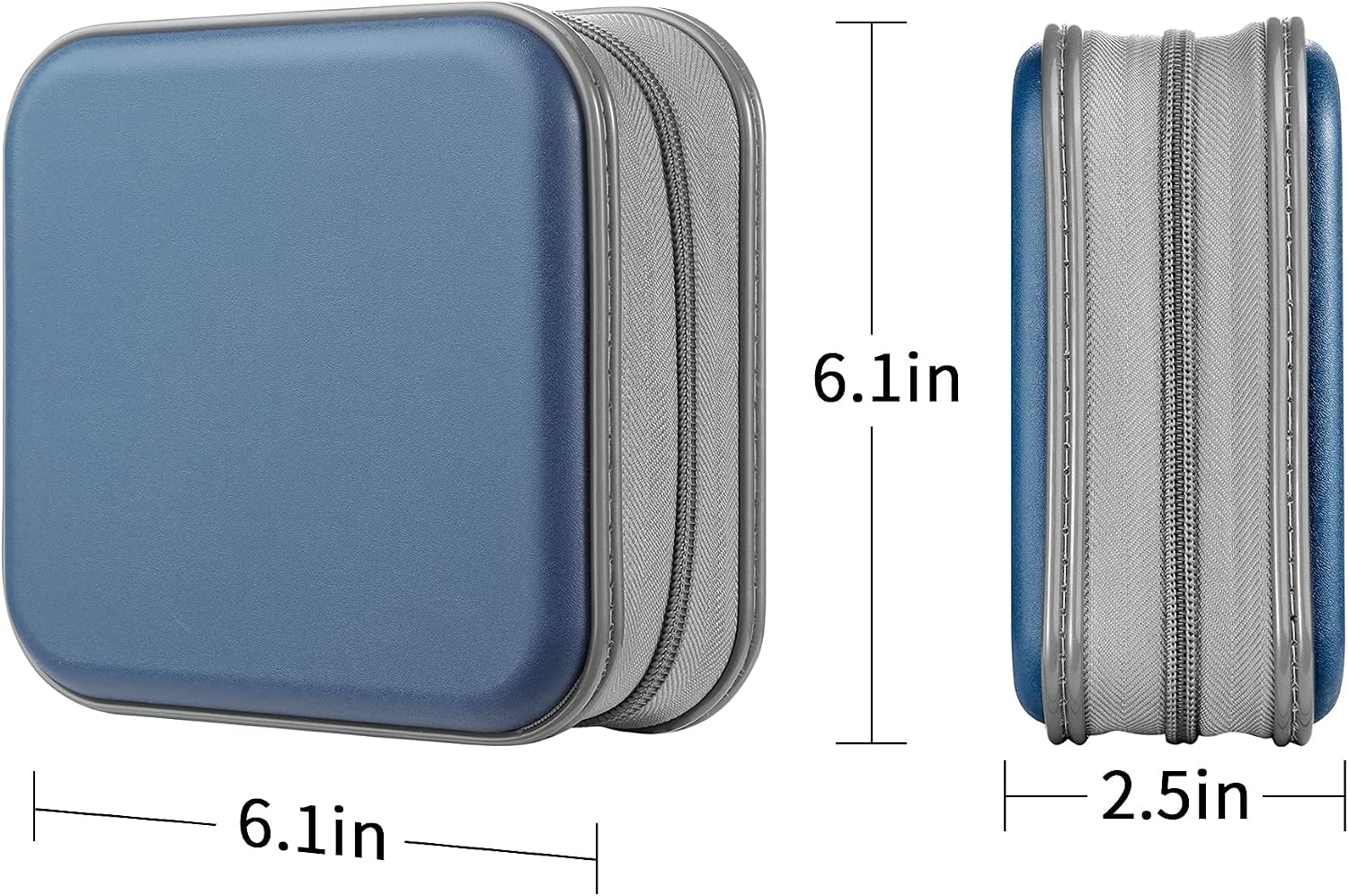 LIOVODE DVD Case, 48 Capacity CD Case Portable CD Case Holder Storage Hard Plastic DVD CD Wallet Holder Organizer for Car (Dark blue)