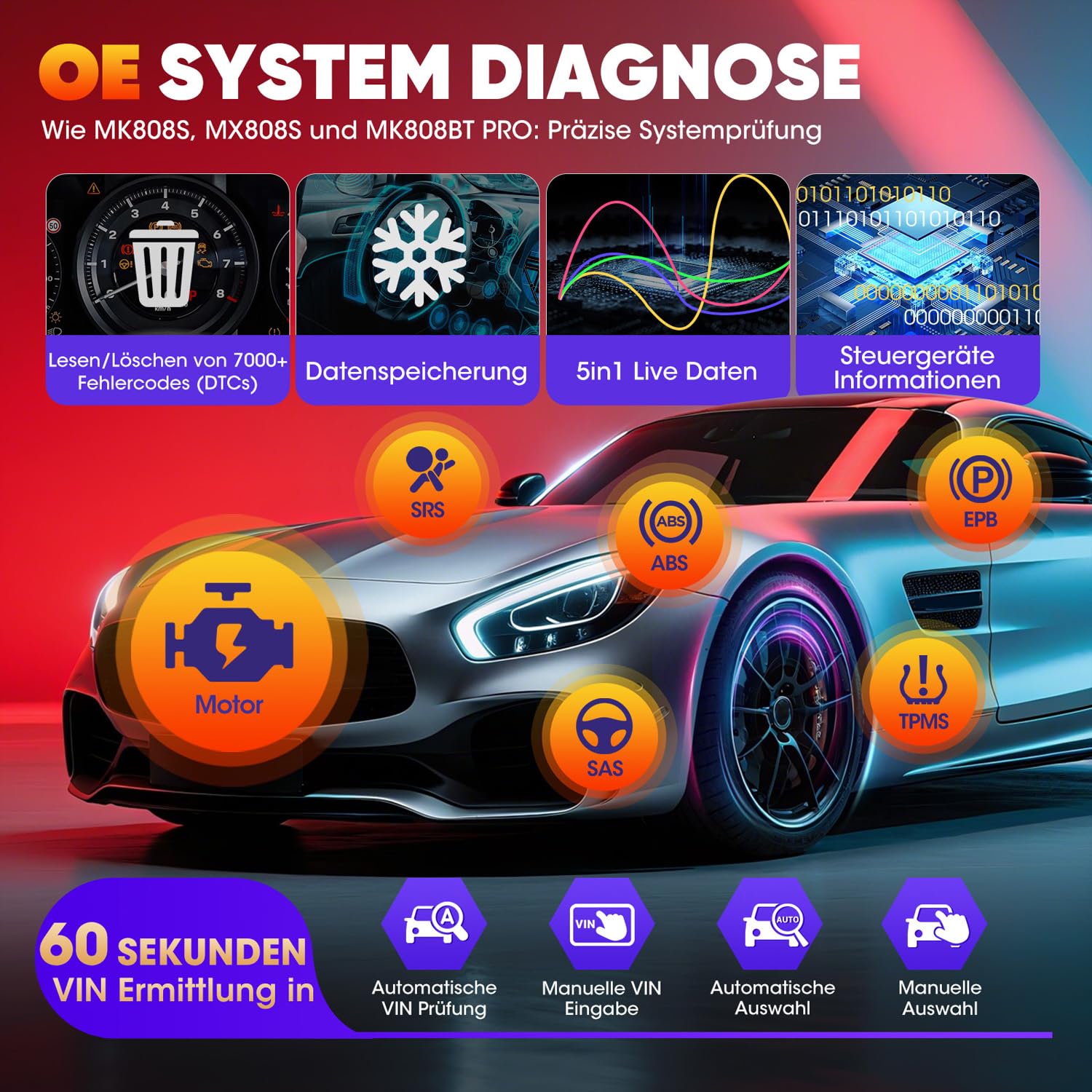 Autel MaxiDIAG MD906 PRO Diagnosegerät, 2026 MD906PRO OBD2 Scanner für Vollständige Systeme, Bluetooth Lite von MaxiCOM MK808S MX808S, Gleich wie MD909 PRO, CAN FD, 11 Dienste, Keine Abonnementgebühr