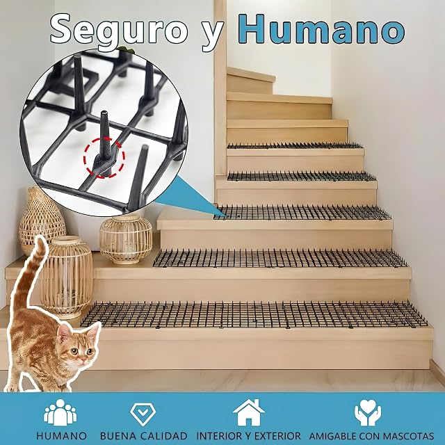 Foto 3 de 8 de Kokmeya Alfombrilla Repelente de Mascotas, Blanca, 1,98 m con 8 Estacas para el Suelo 8 Bridas