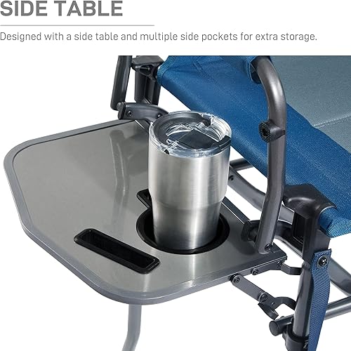 Miniatura 5 de EVER ADVANCED Silla plegable portátil de 30.7 pulgadas de altura del asiento, silla de directores, taburete de bar plegable alto con mesa auxiliar