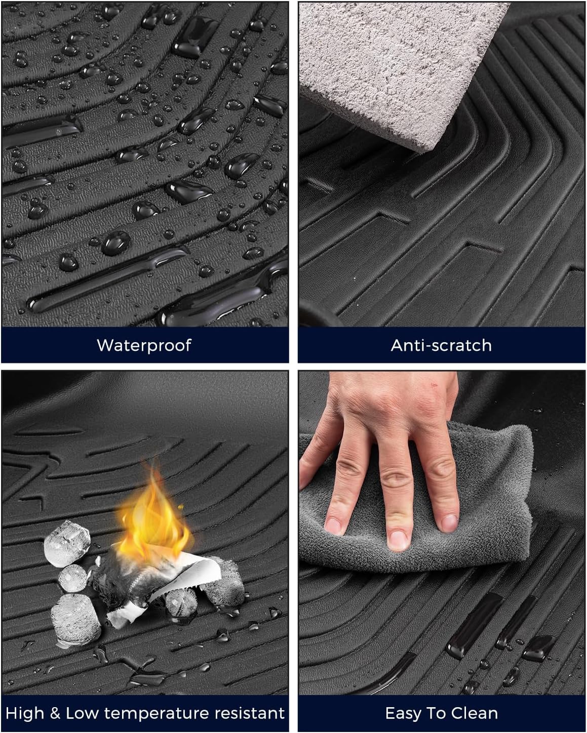 Floor Mats & Cargo Liner for Toyota Highlander 2020-2025 (Only for Bench Seat & Gas) All-Weather Rubber Mats, Full Interior Protection Custom Fit for SUV, Durable & Easy to Clean - Image 4