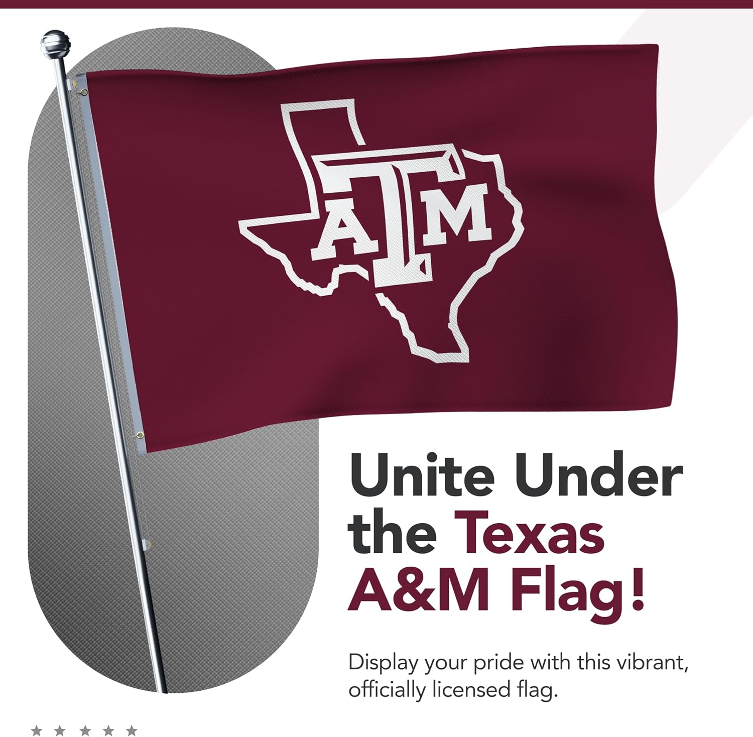 Texas A&M Aggies College Sports Printed Flag - NCAA Licensed - Nylon - School Banner (Maroon, White) (4' x 6')