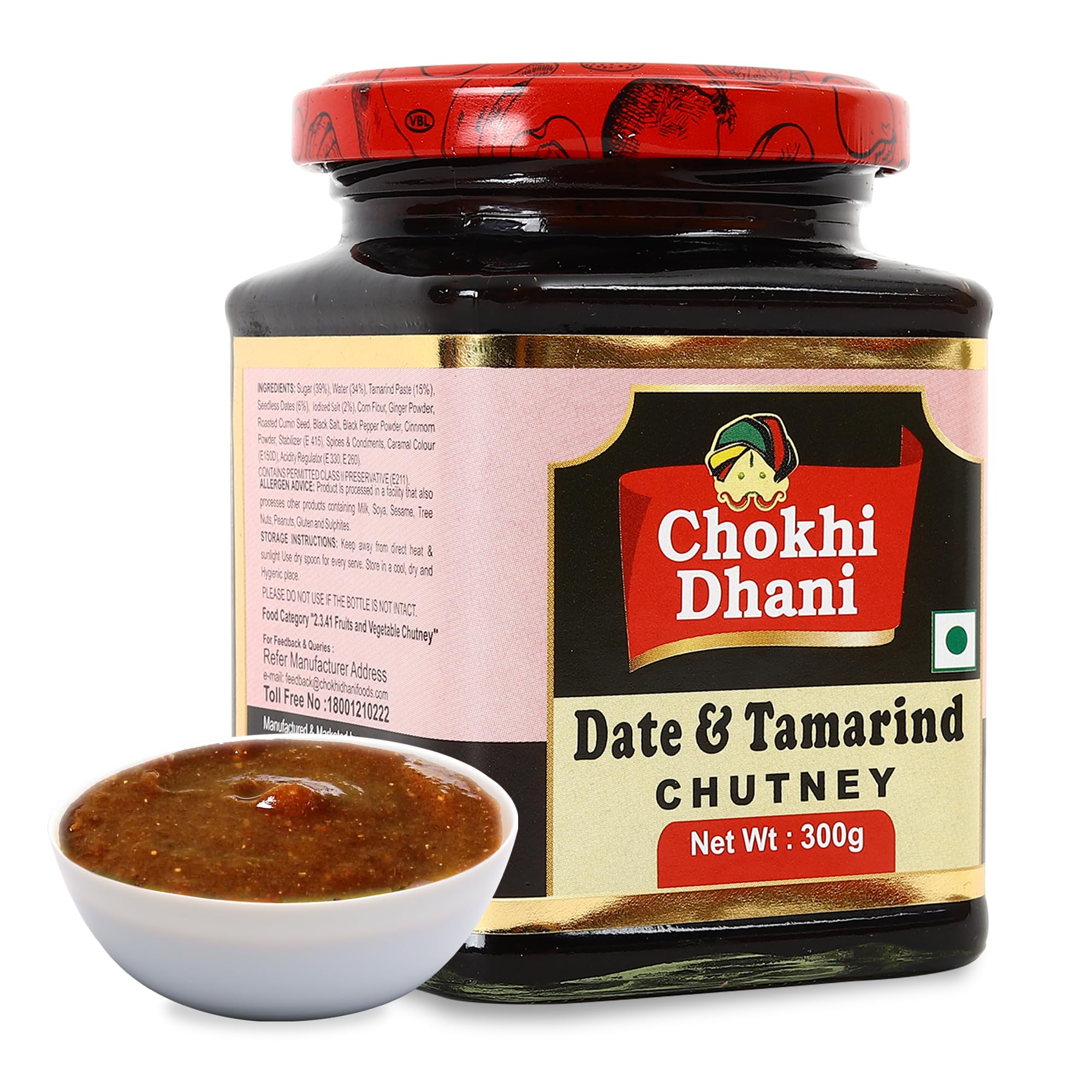 Chokhi Dhani Date & Tamarind Chutney 300g | Imli & Khajoor Ki Chutney | Sweet & Tangy Indian Chutney for Chaat, Snacks & Meals | Pack of 1